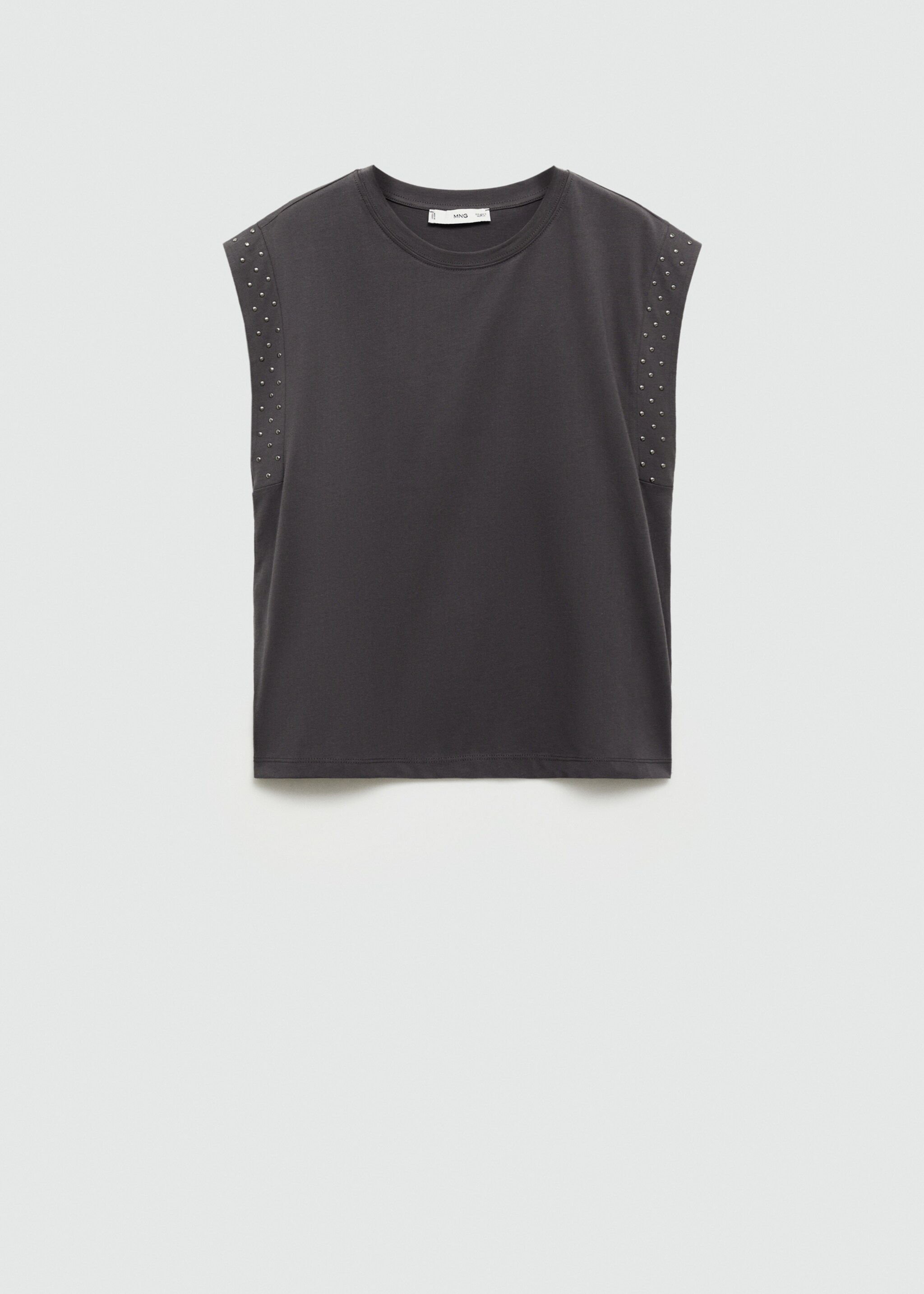 Ärmelloses T-Shirt mit Nieten - Artikel ohne Model, Grau. Ref: 77045669-00.