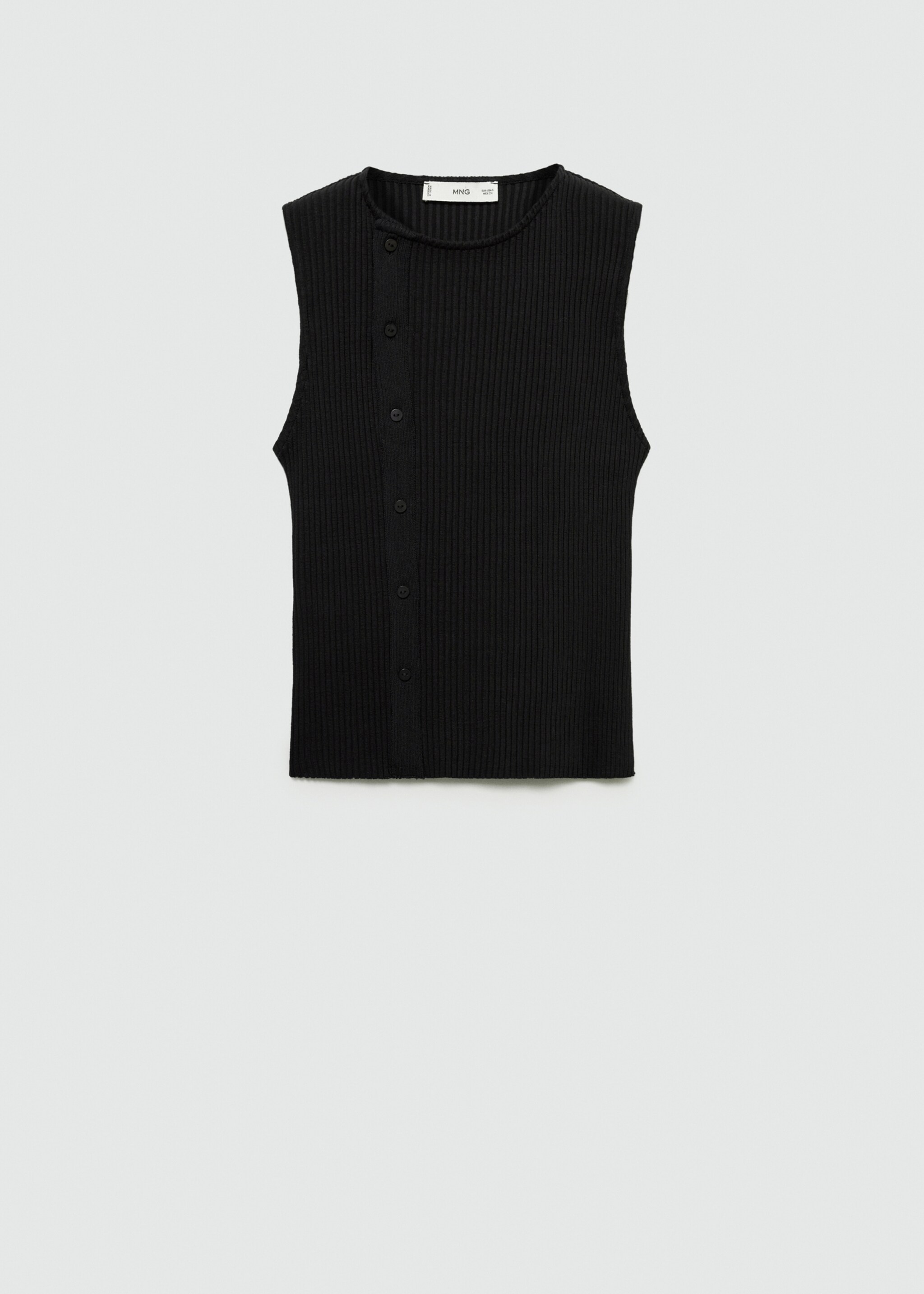 Knitted top with side buttons - Article without model, Black. Ref: 77045670-00.