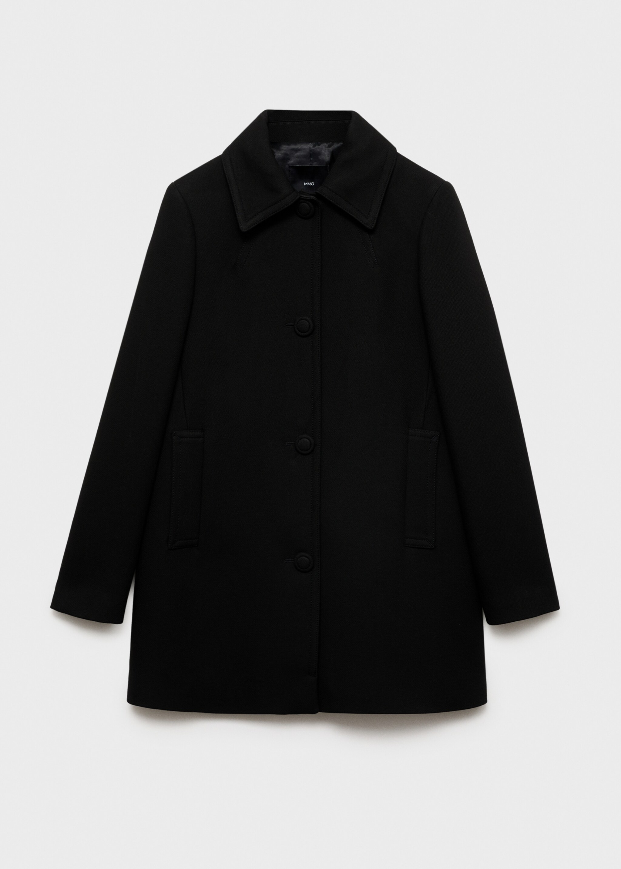 Straight-fit coat with buttons - Article without model, Black. Ref: 77045672-00.