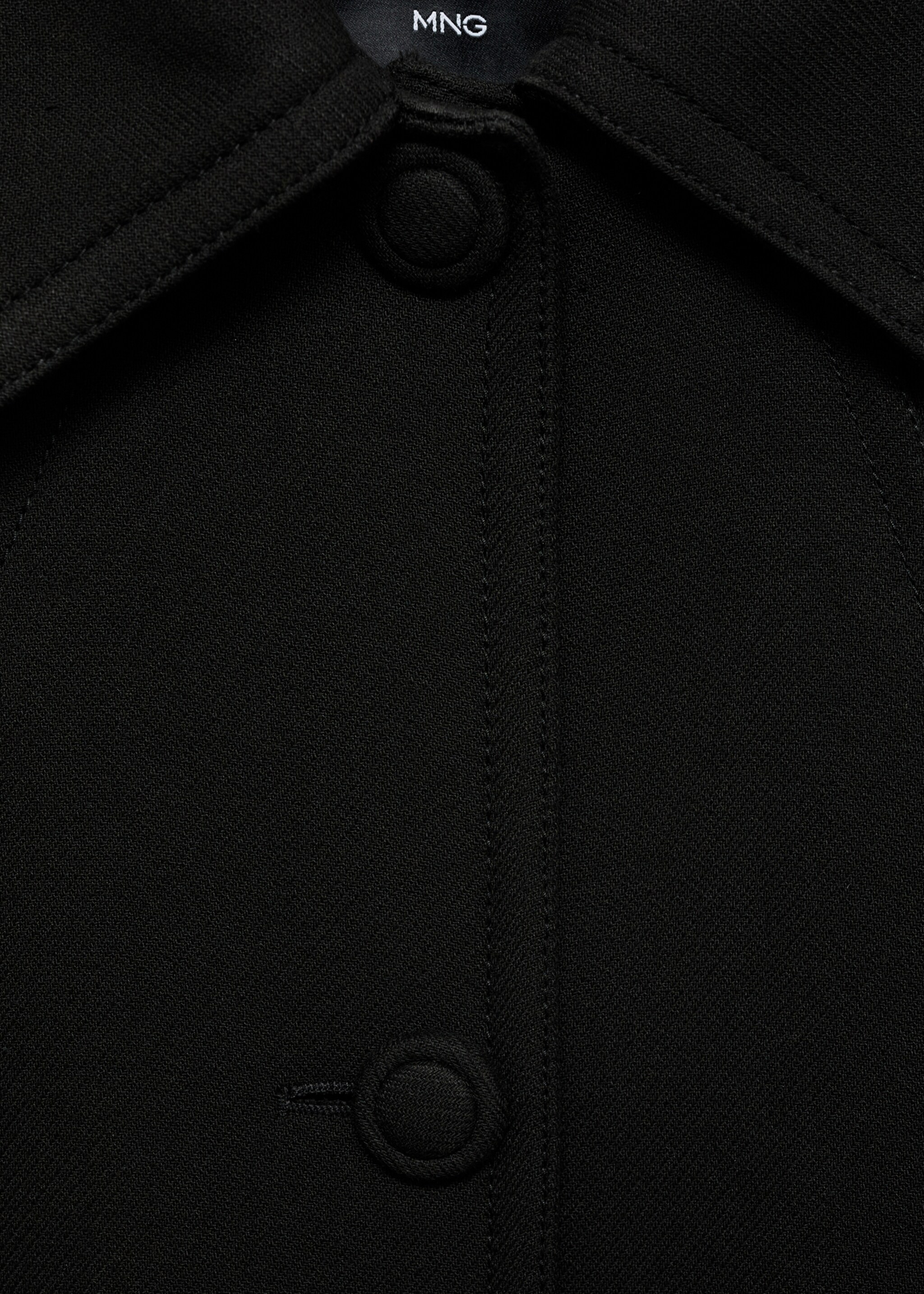 Straight-fit coat with buttons - Details of the article 8, Black. Ref: 77045672-00.