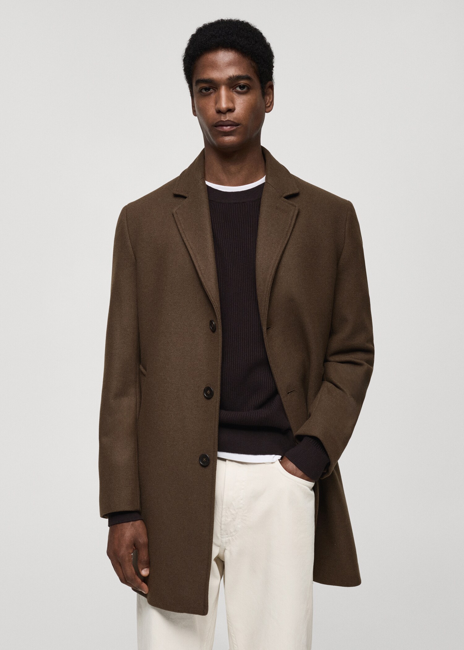 Lightweight recycled wool coat - Medium plane