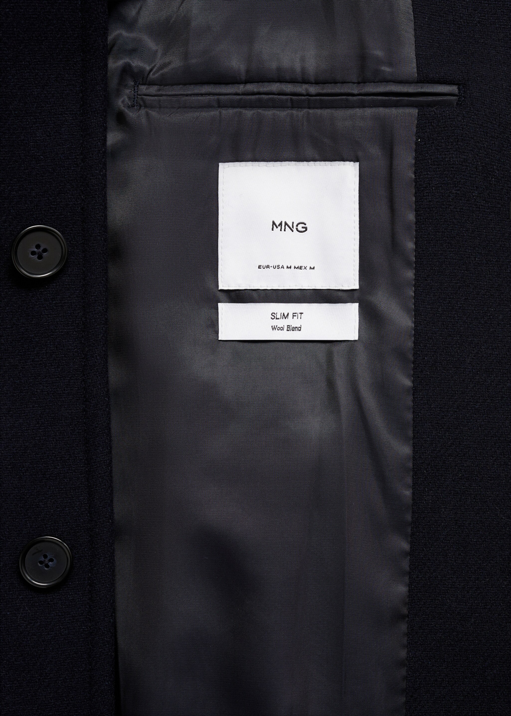 Wool funnel neck coat - Details of the article 0, Dark Navy. Ref: 77045967-00.