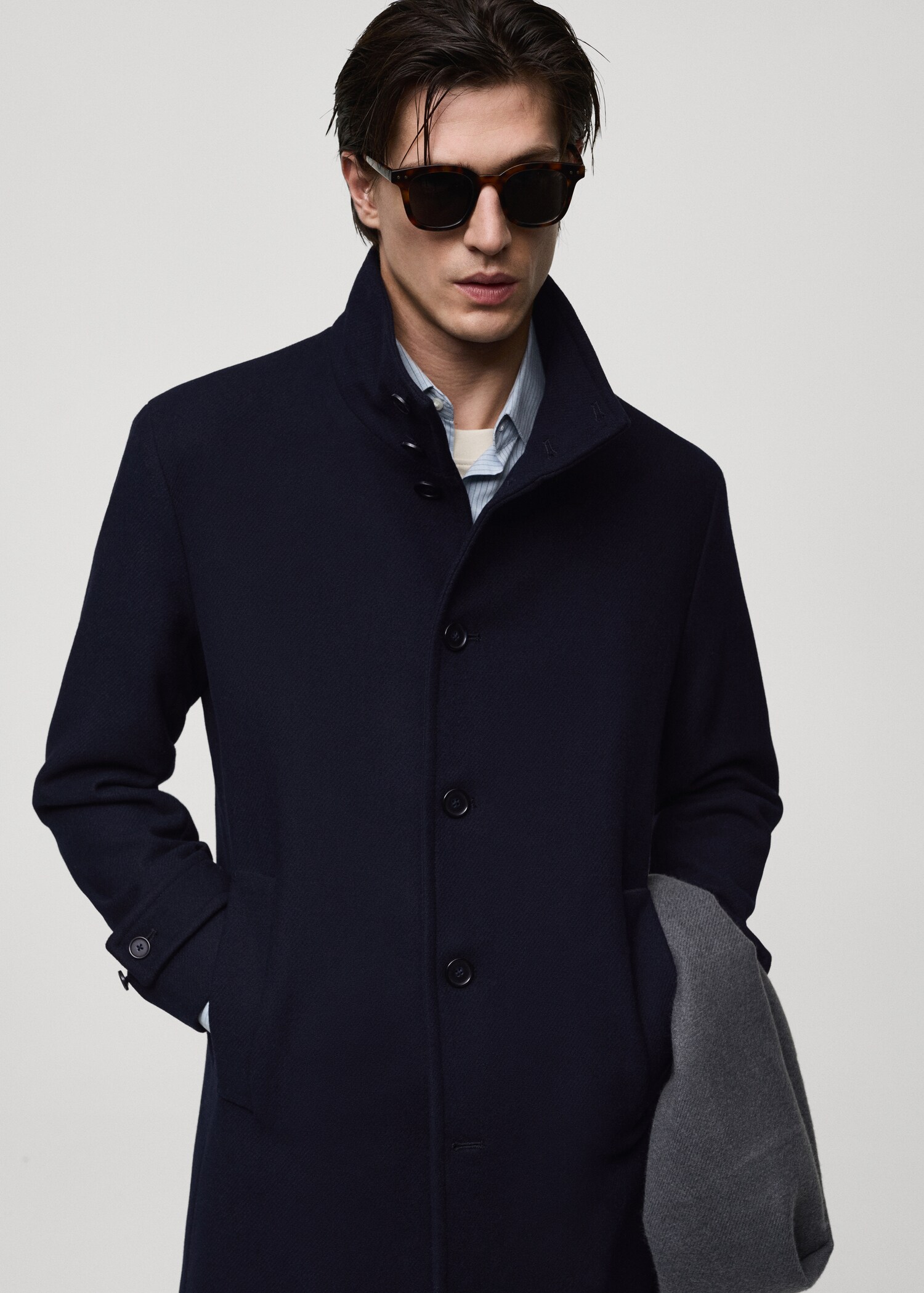 Wool funnel neck coat - Details of the article 2