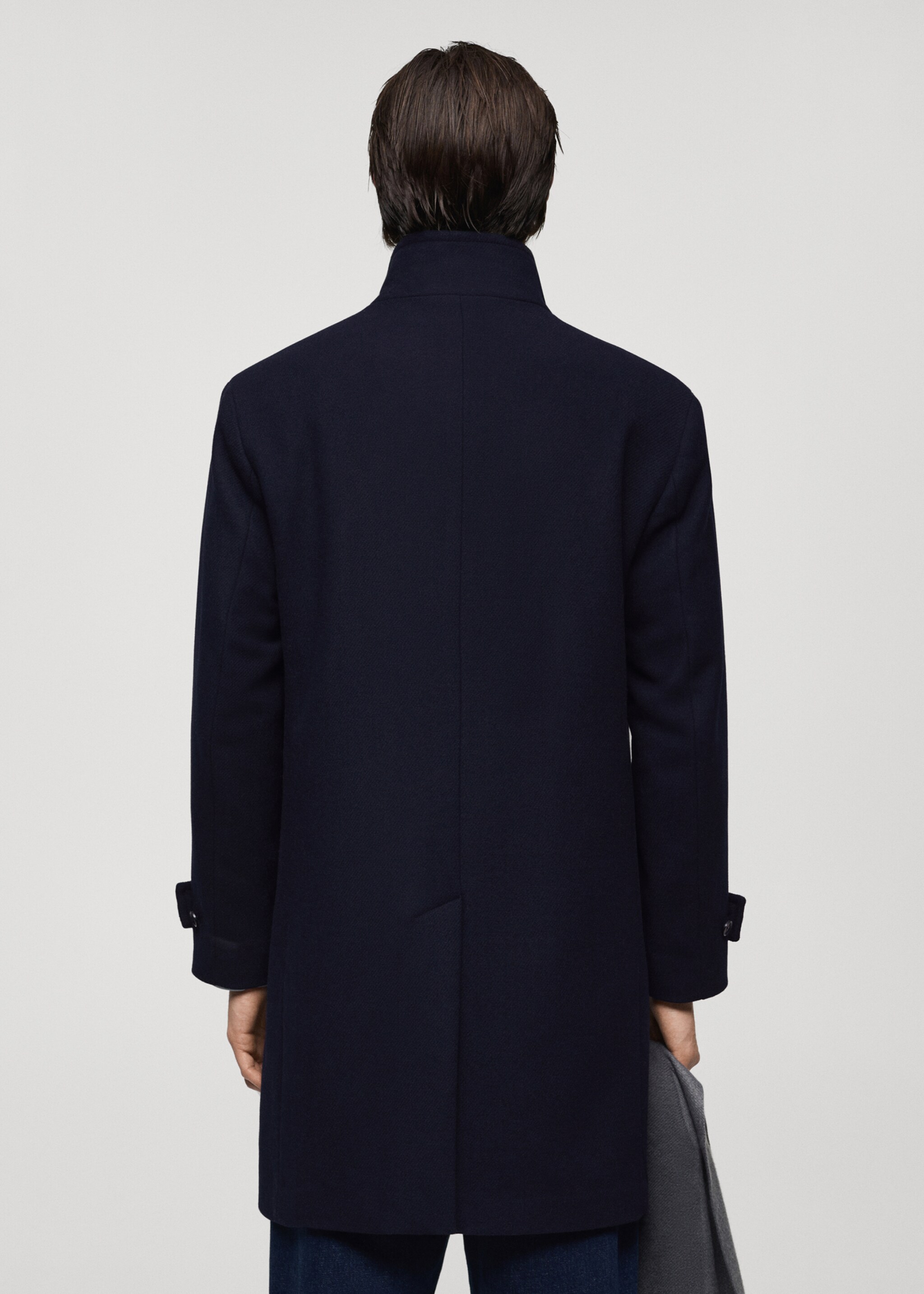 Wool funnel neck coat - Reverse of the article, Dark Navy. Ref: 77045967-00.