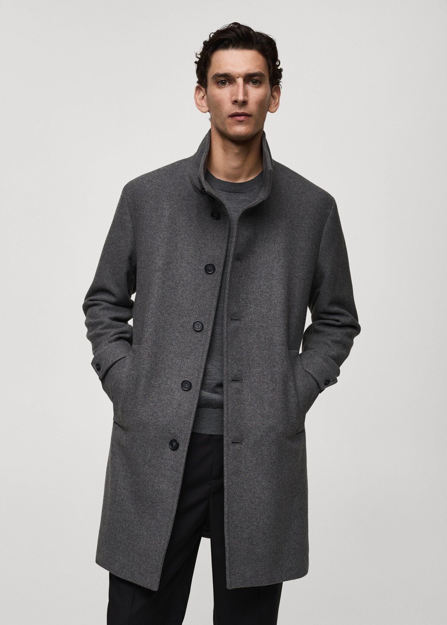 Wool funnel neck coat - Medium plane