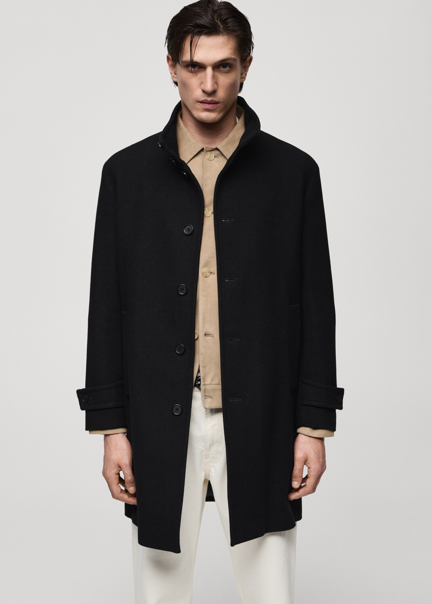 Wool funnel neck coat - Medium plane