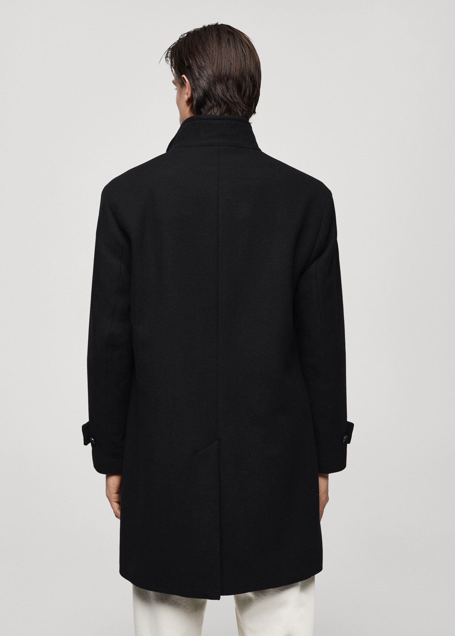 Wool funnel neck coat - Reverse of the article