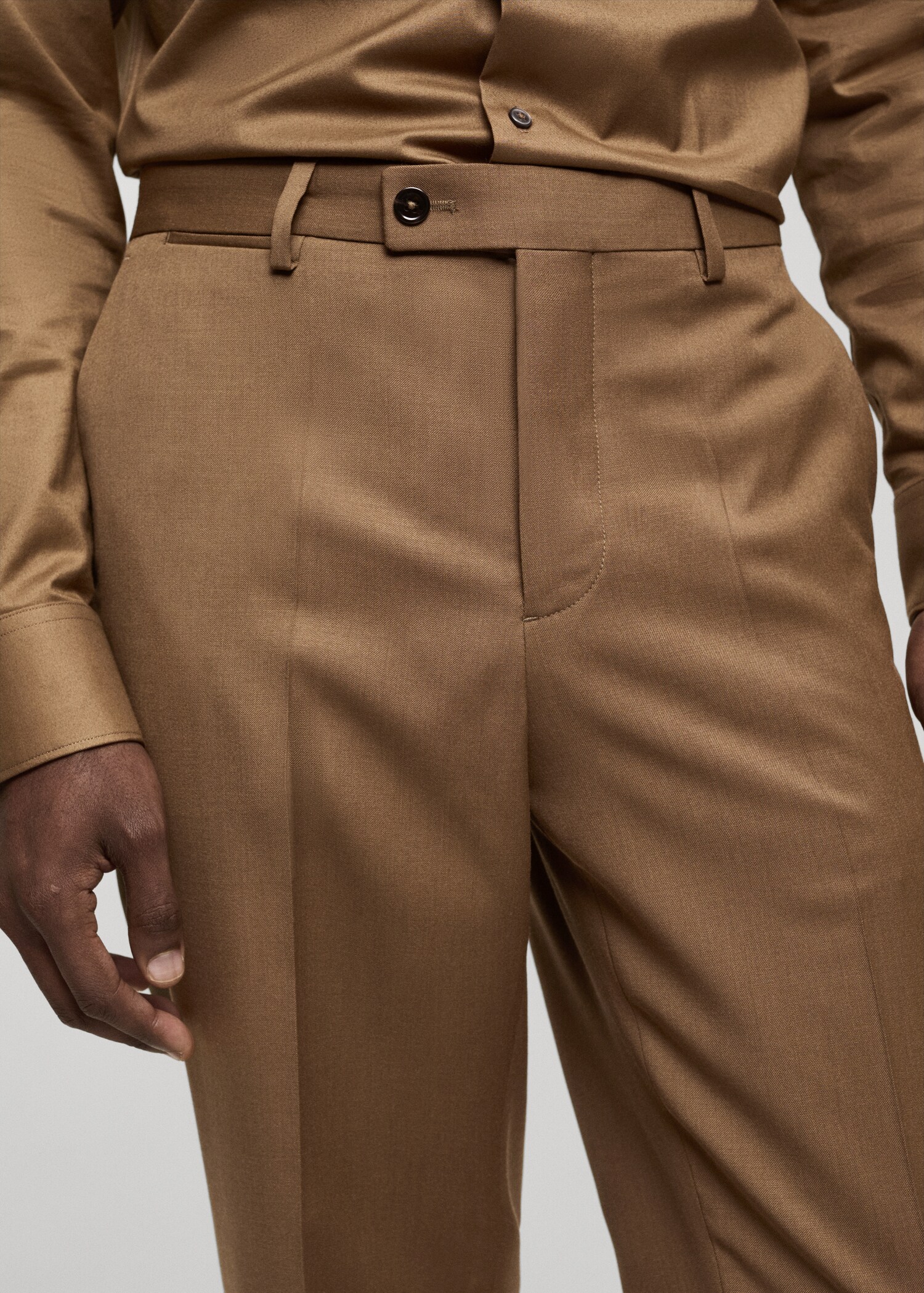 100% virgin wool slim-fit suit trousers - Details of the article 1