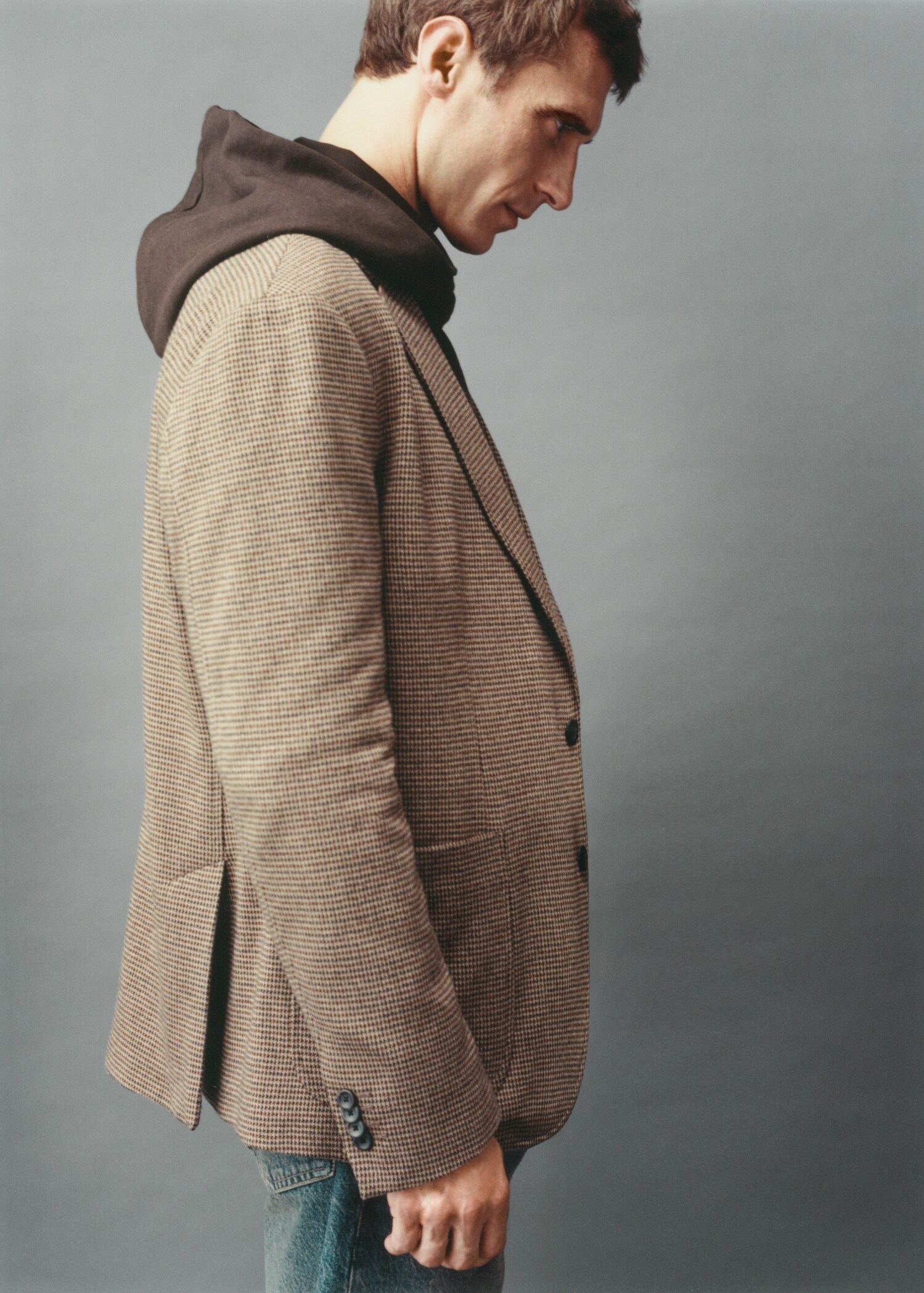 Slim Fit-Sakko mit Mikro-Hahnentrittmuster - Detail des Artikels 3