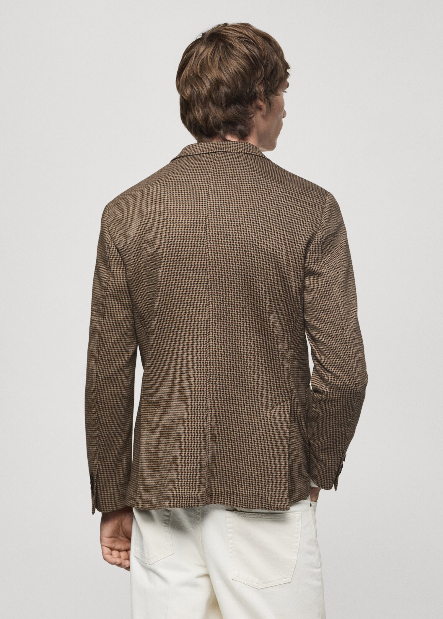Slim Fit-Sakko mit Mikro-Hahnentrittmuster - Rückseite des Artikels