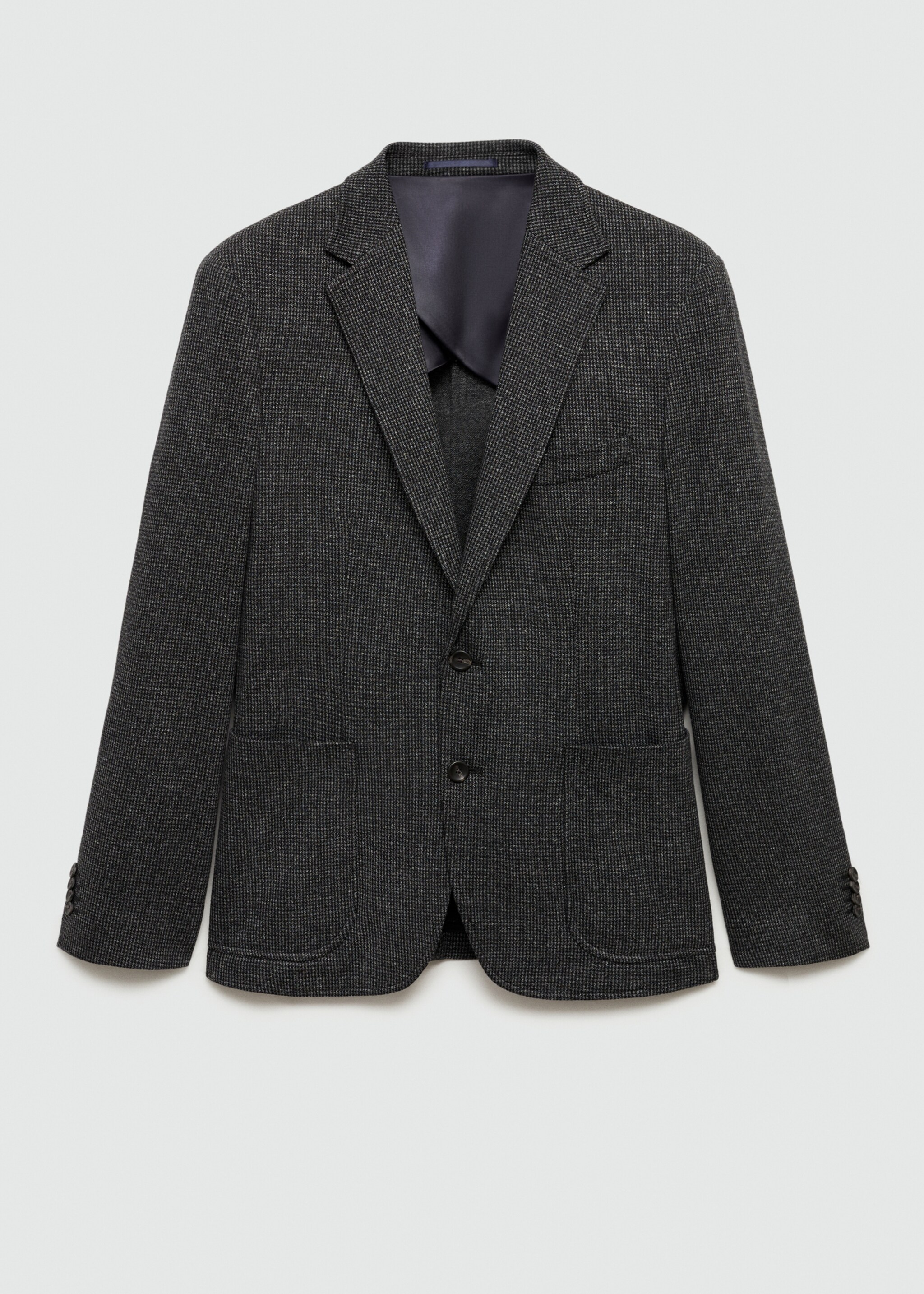 Slim Fit-Sakko mit Mikro-Hahnentrittmuster - Artikel ohne Model, Dunkelgrau meliert. Ref: 77045972-00.
