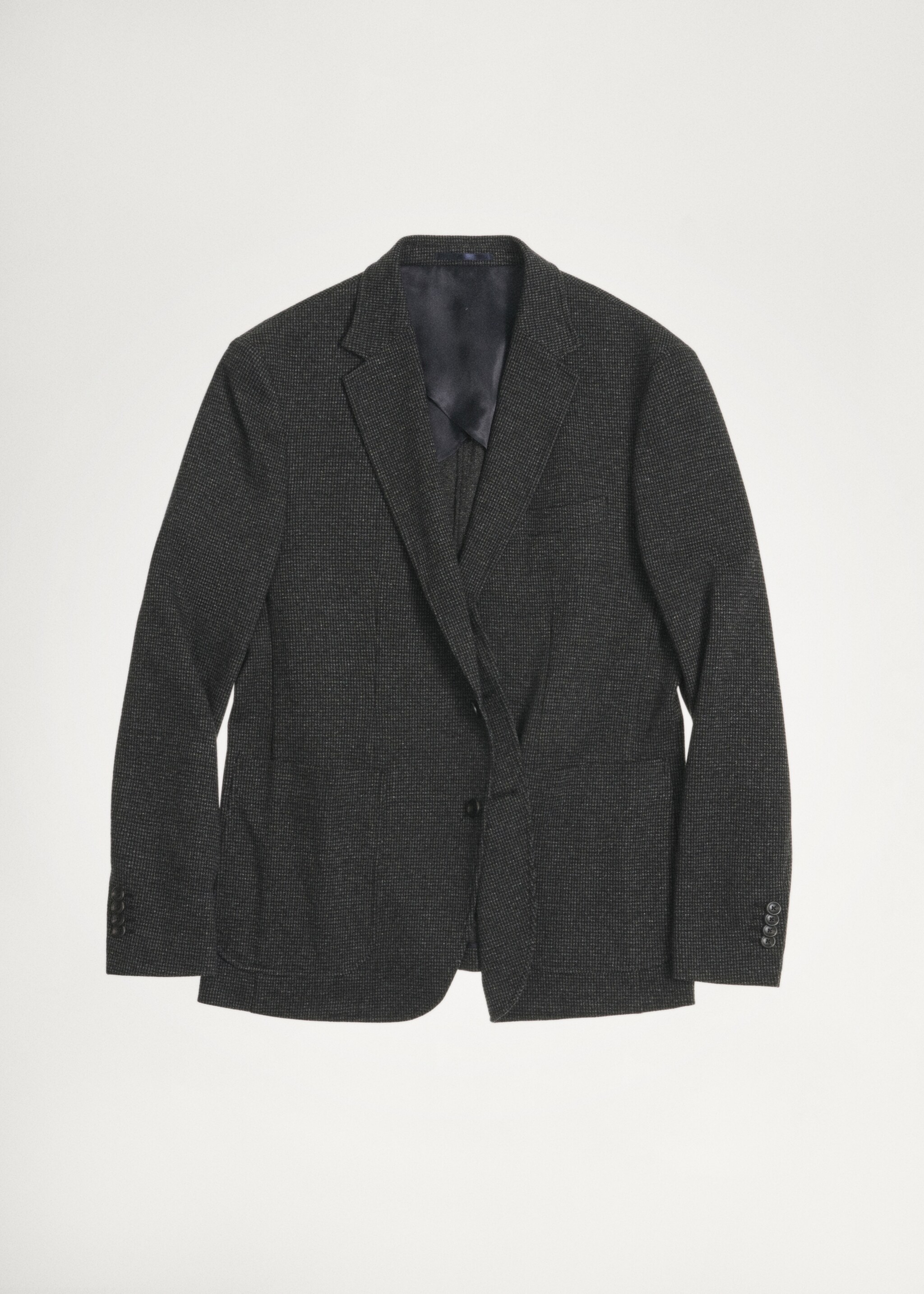 Slim Fit-Sakko mit Mikro-Hahnentrittmuster - Detail des Artikels 5, Dunkelgrau meliert. Ref: 77045972-00.