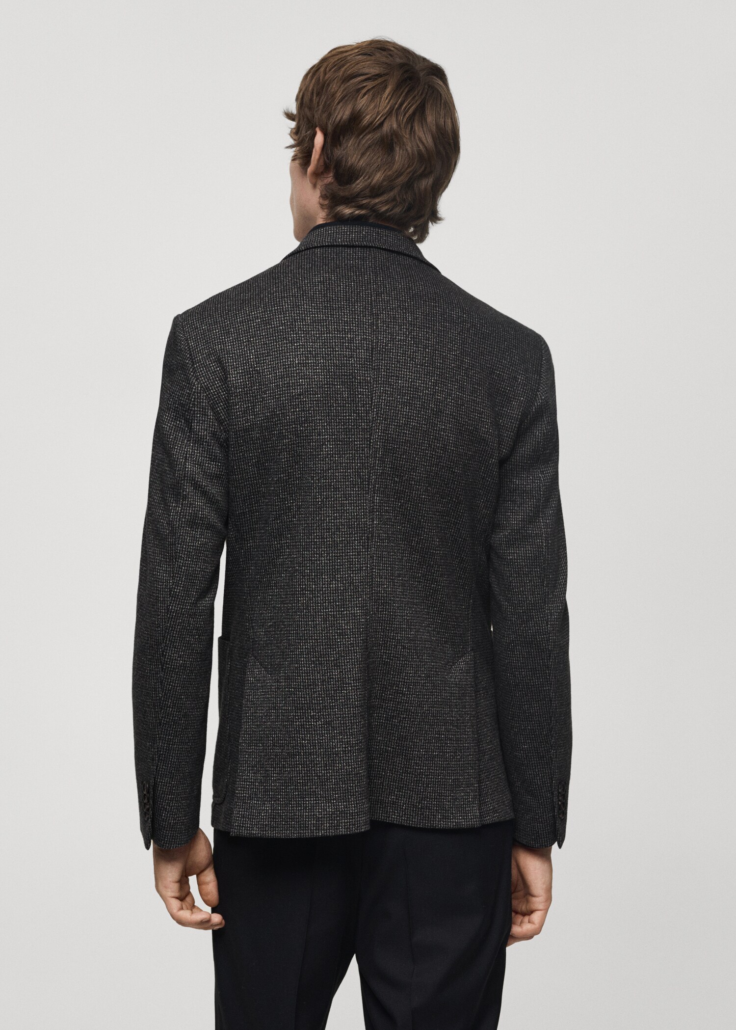 Slim Fit-Sakko mit Mikro-Hahnentrittmuster - Rückseite des Artikels