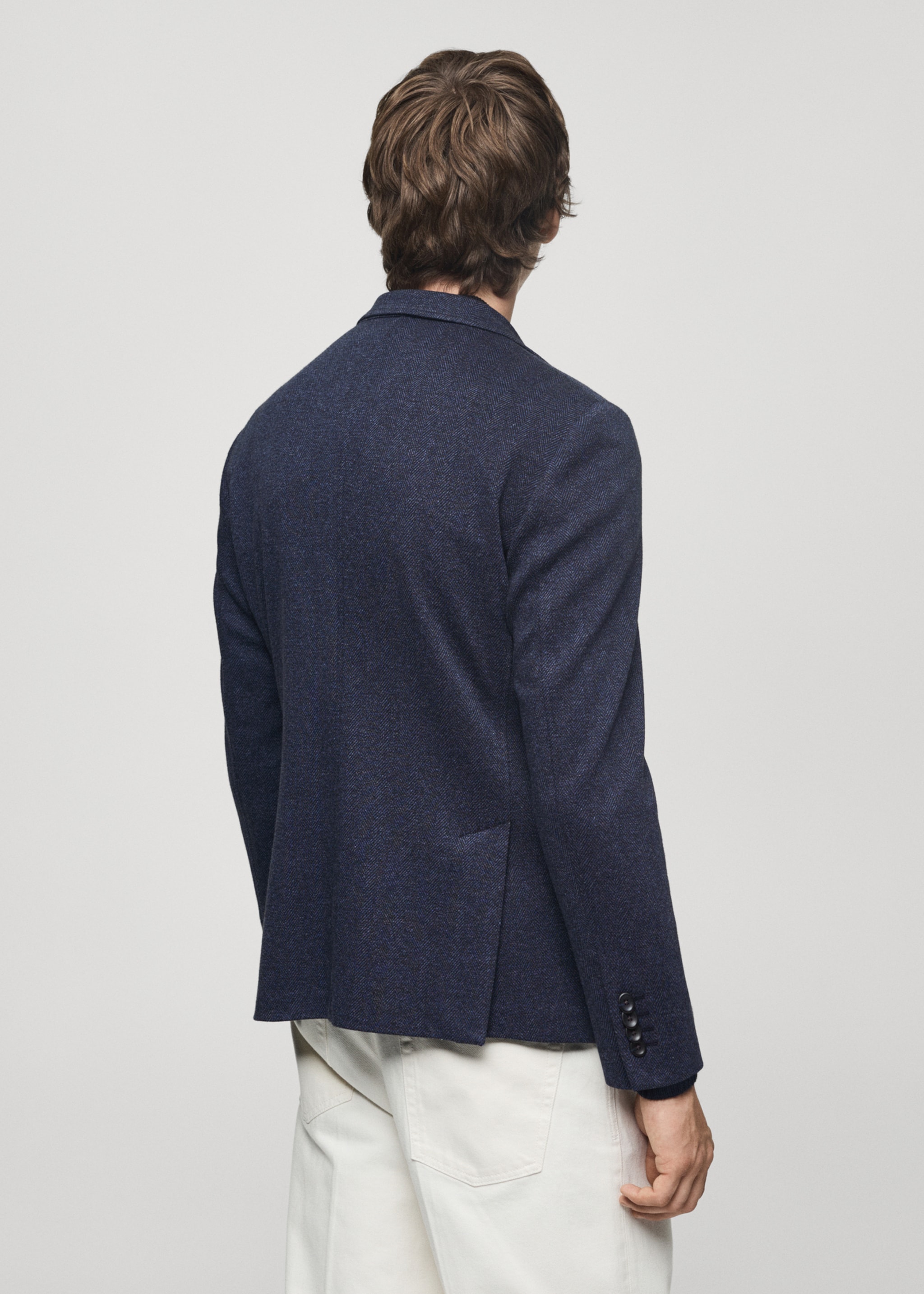 Americana espiga slim fit - Revers de l'article, Blau marí fosc. Ref: 77045973-00.