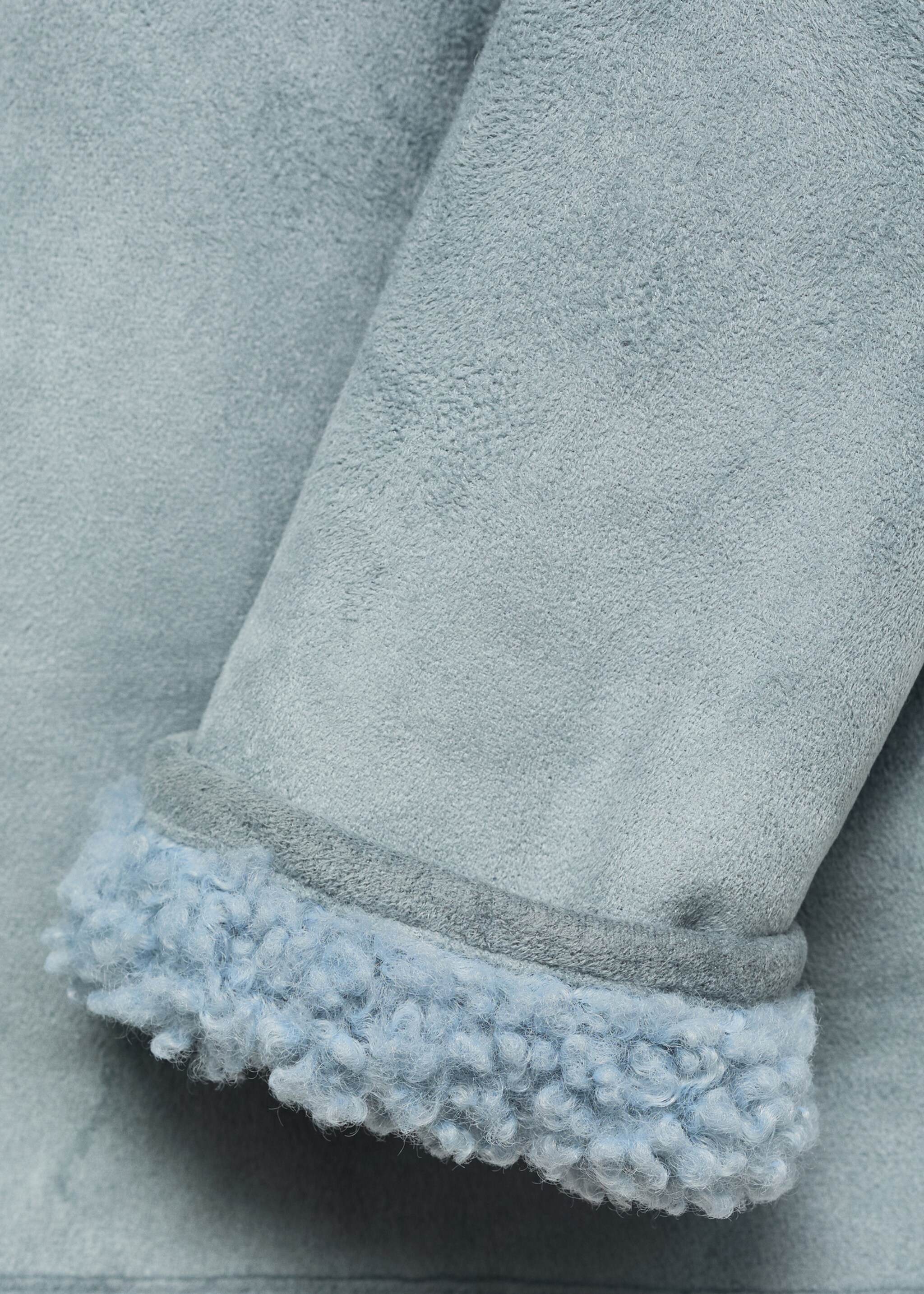 Coat with shearling-effect lining - Details of the article 0, Blue. Ref: 77045981-00.
