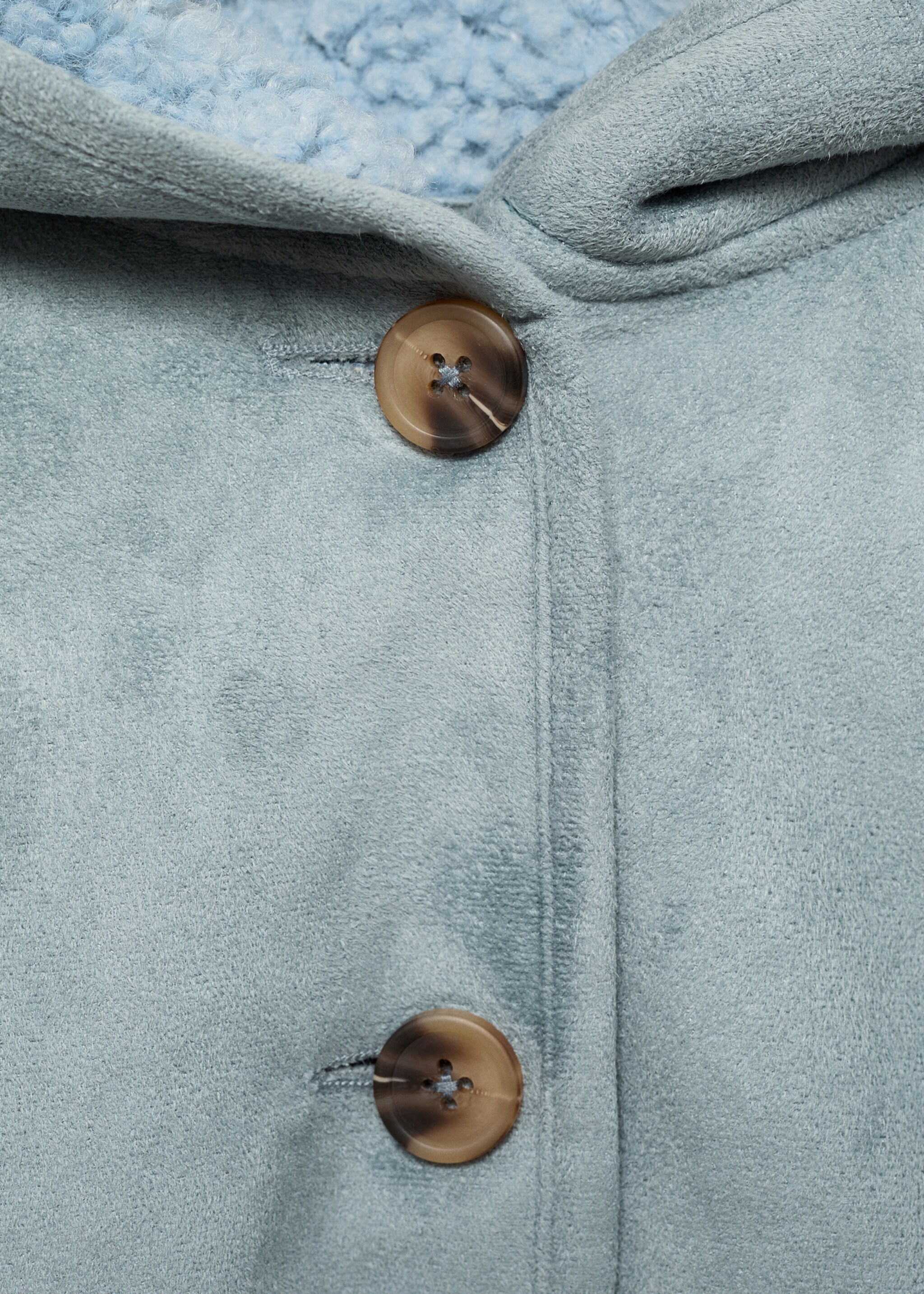 Coat with shearling-effect lining - Details of the article 8, Blue. Ref: 77045981-00.