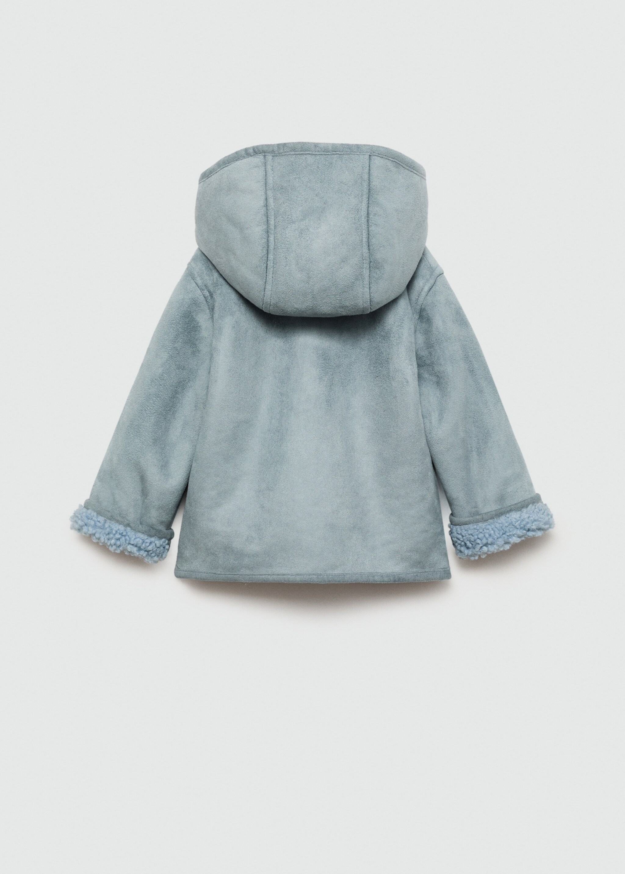 Coat with shearling-effect lining - Reverse of the article, Blue. Ref: 77045981-00.