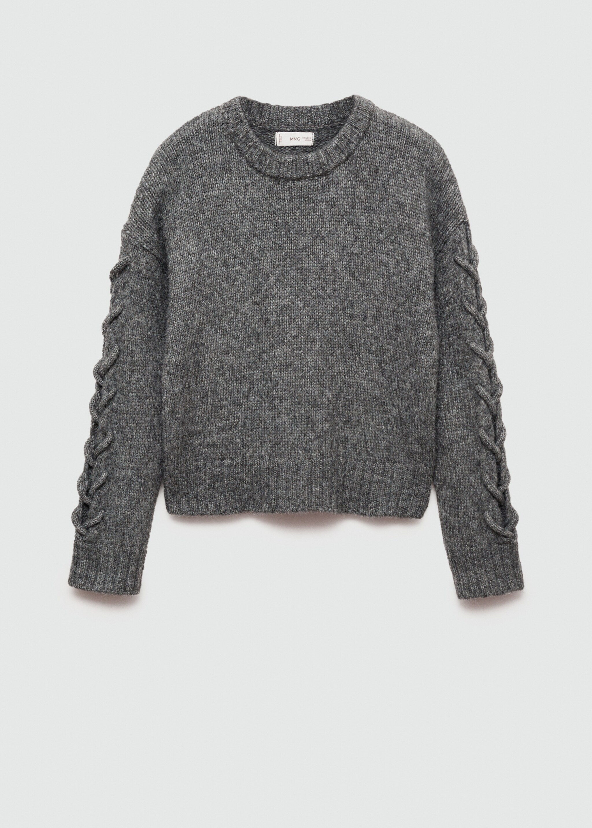 Braided sleeve sweater - Article without model, Grey. Ref: 77045984-00.