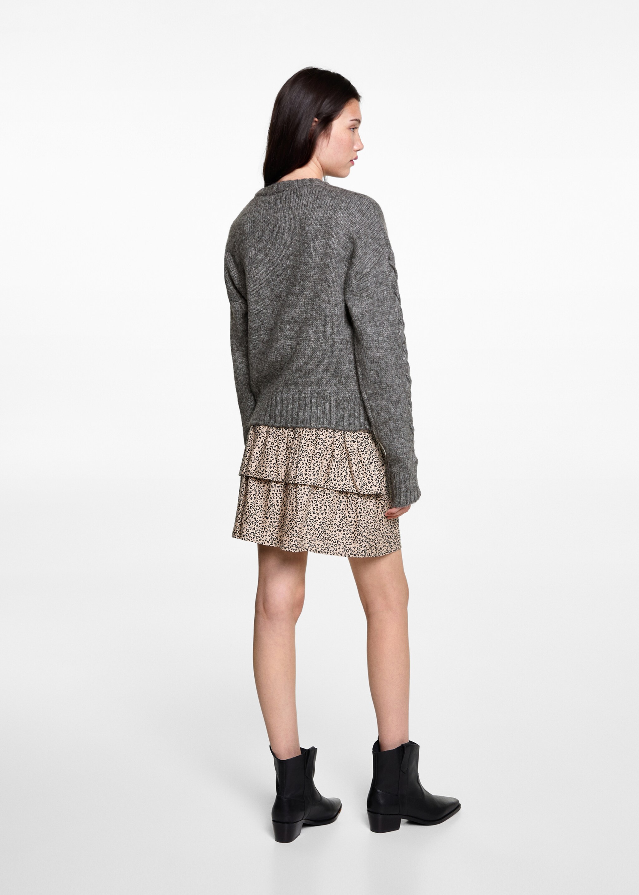 Braided sleeve sweater - Reverse of the article, Grey. Ref: 77045984-00.