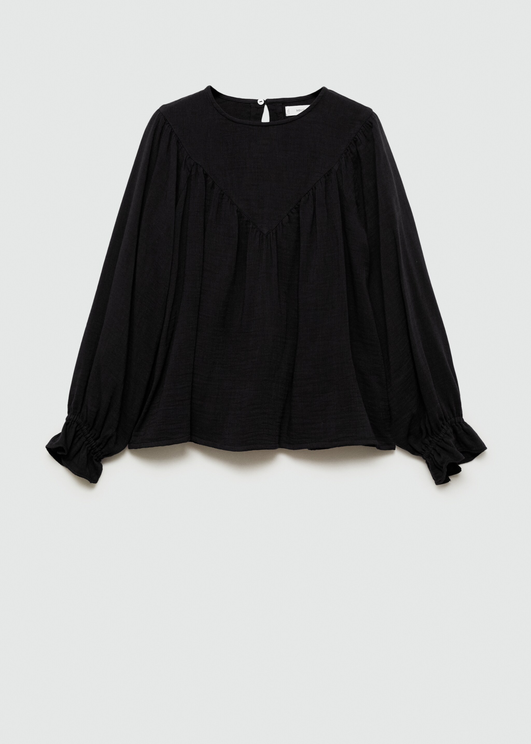 Bluse mit Raffdetails - Artikel ohne Model, Schwarz. Ref: 77045987-00.