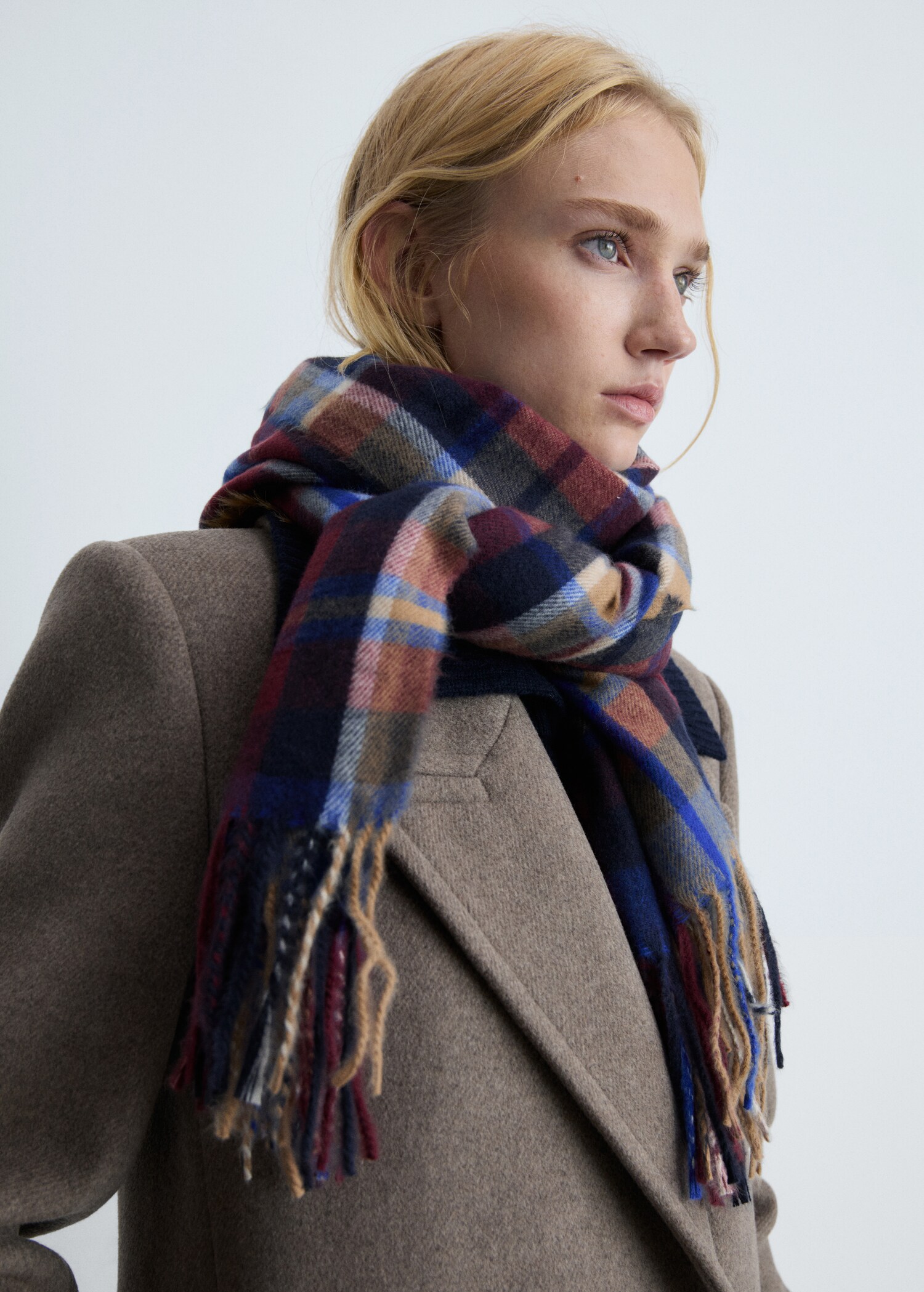 Check scarf with fringed ends - Details of the article 9