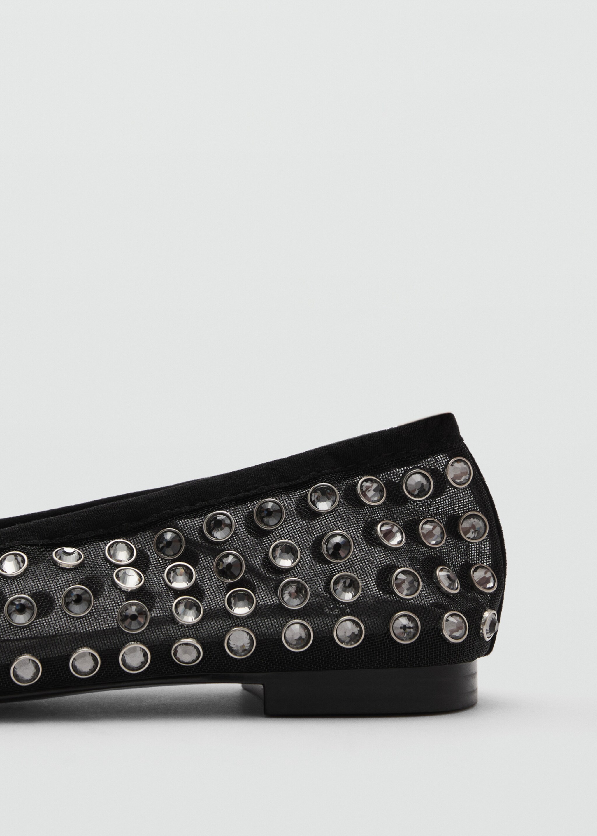 Studded mesh ballerina shoes - Details of the article 1, Black. Ref: 77045998-00.