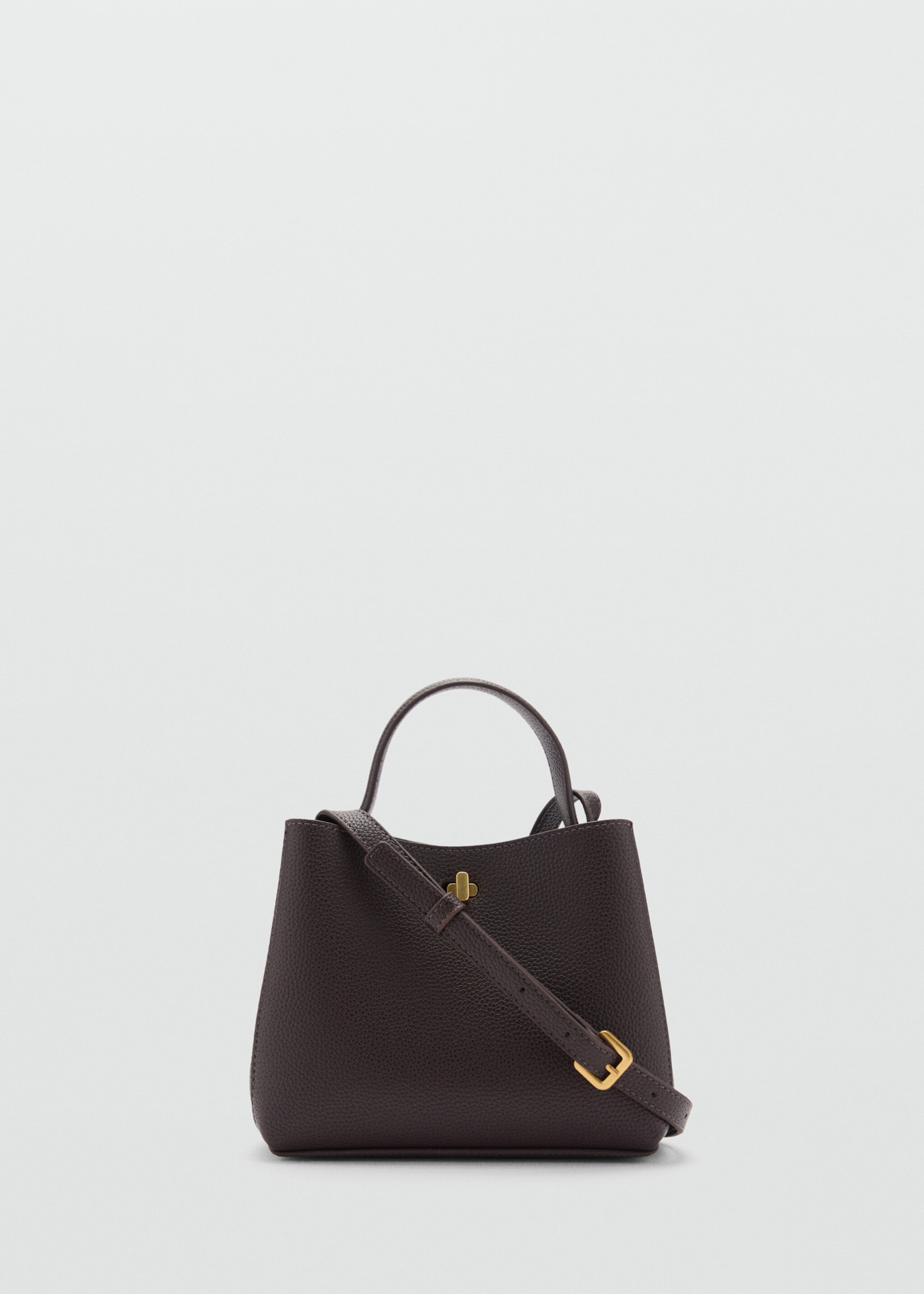 Mini shopper bag with metallic detail - Article without model, Chocolate. Ref: 77046000-00.