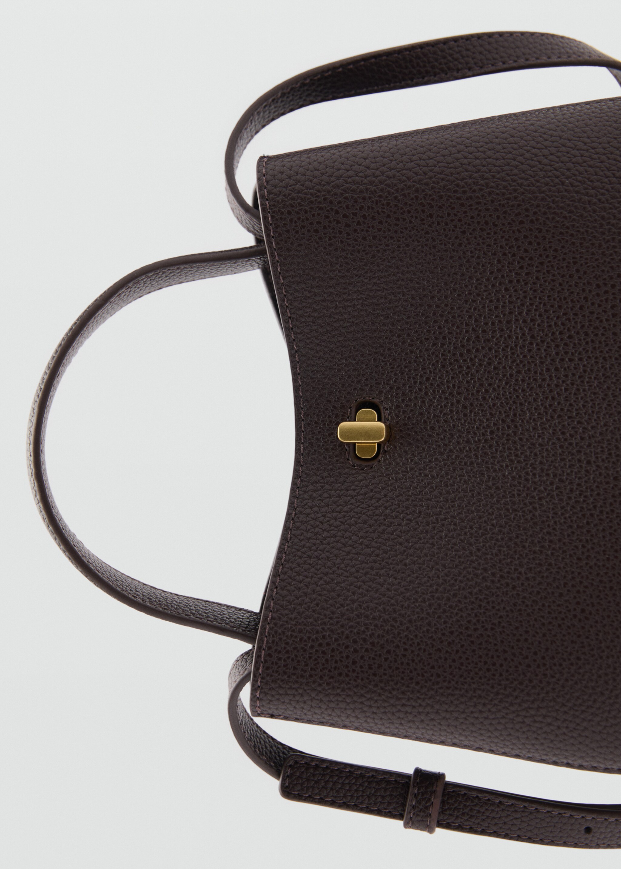 Mini shopper bag with metallic detail - Details of the article 1, Chocolate. Ref: 77046000-00.