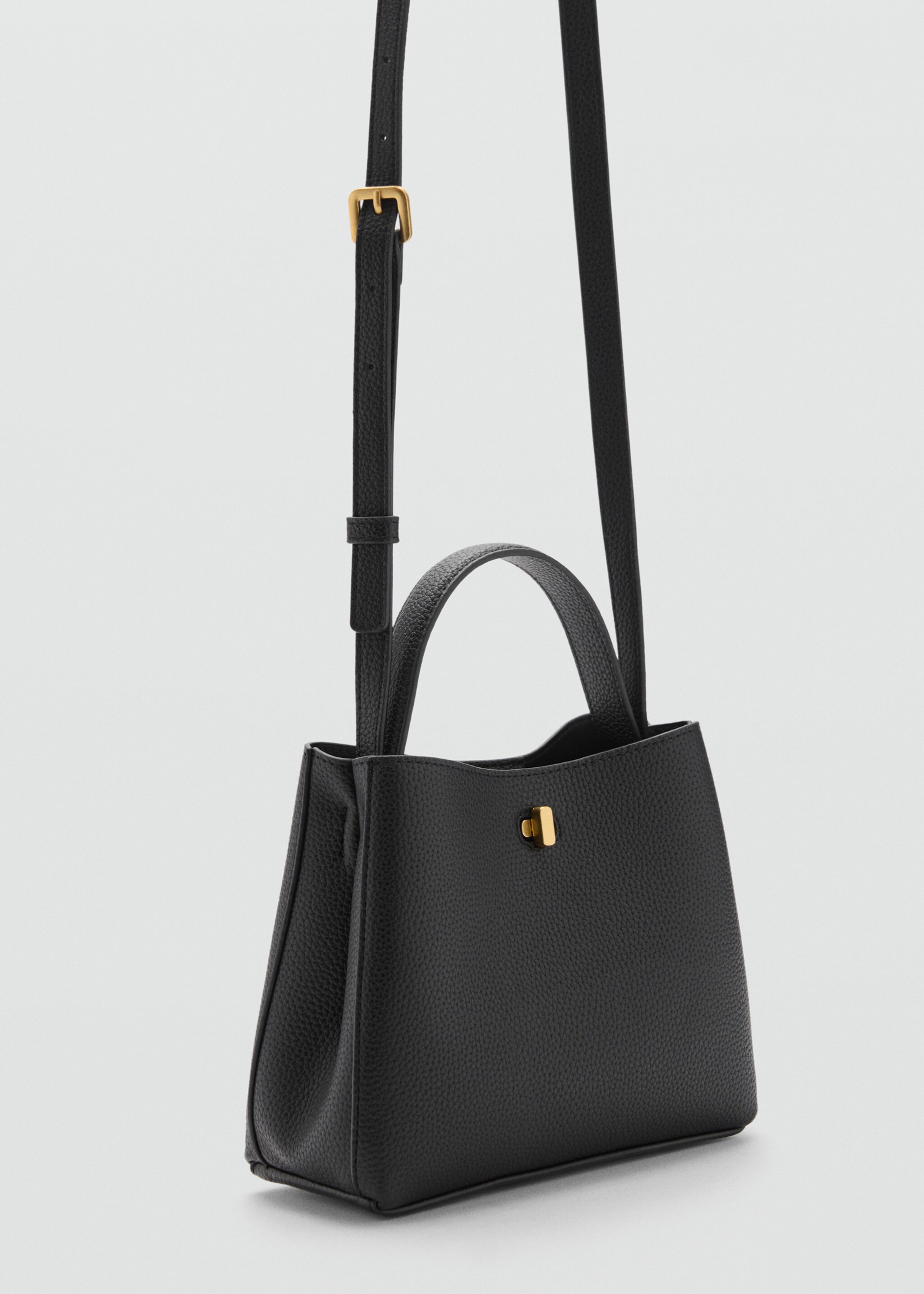 Mini shopper torba s metalik detaljem - Prikaz srednjeg dijela, Crna. Ref: 77046000-00.