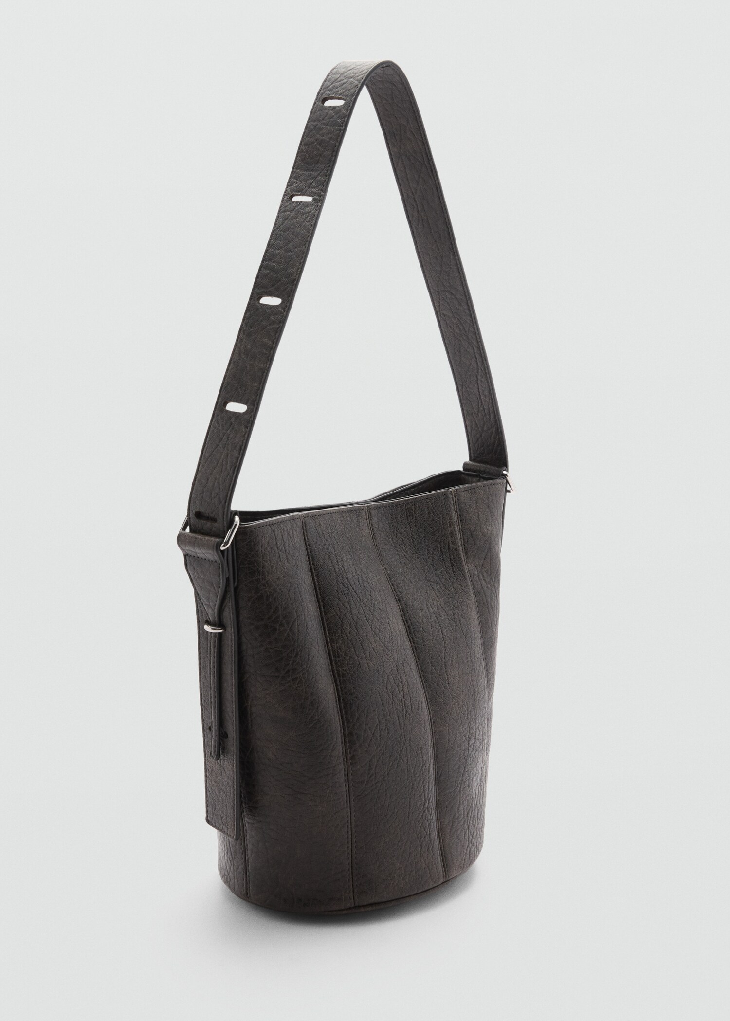 Leather effect bucket bag - Medium plane