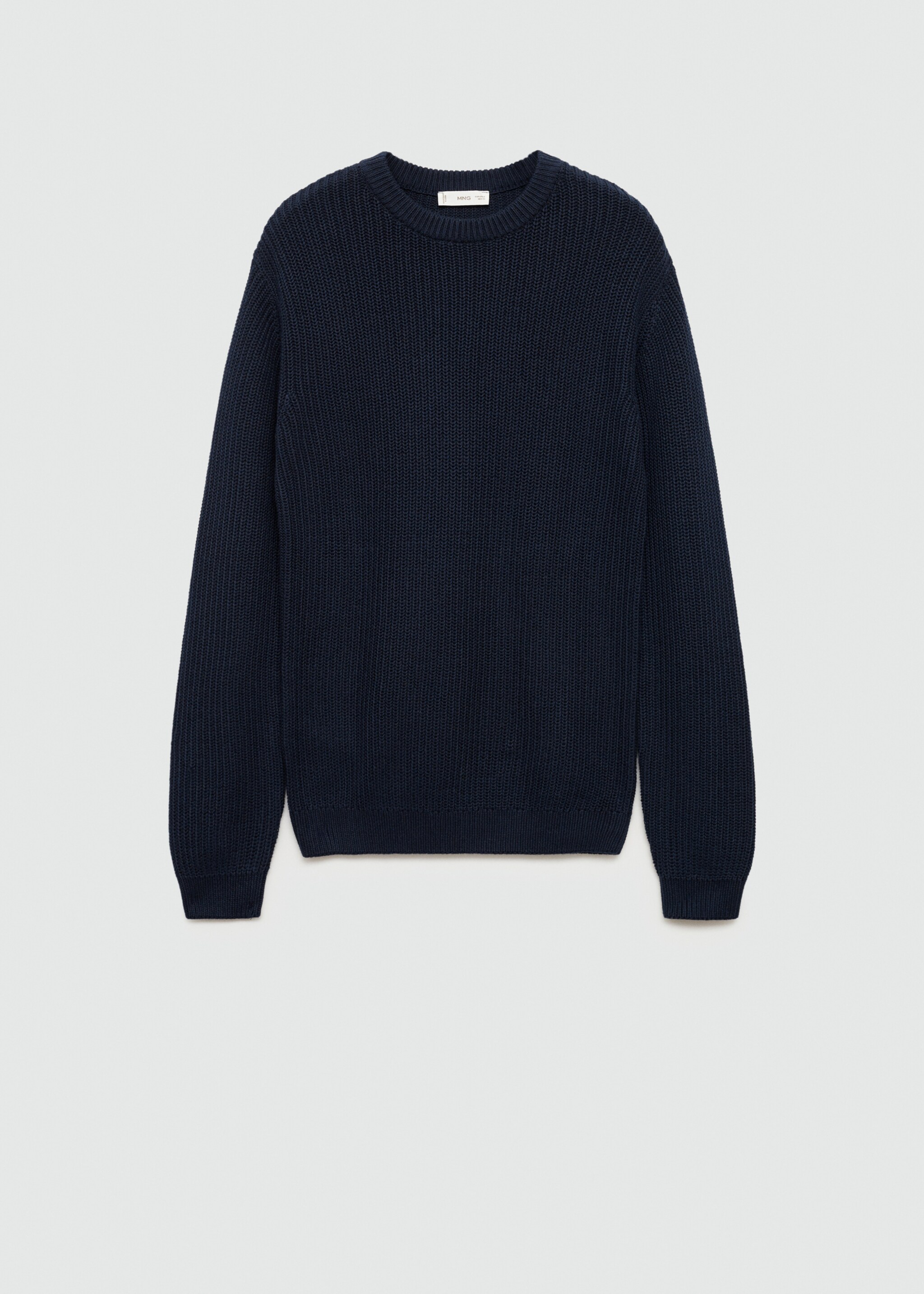 Ribbed cotton knitted sweater - Article without model, Dark Navy. Ref: 77046337-00.
