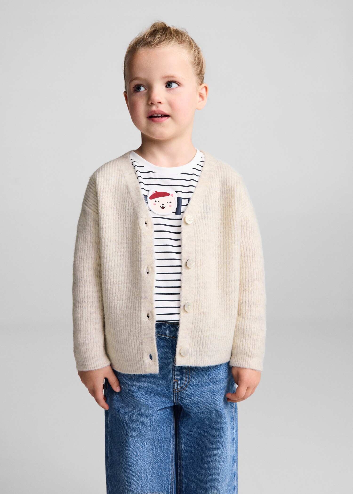 Cardigan côtelé boutons - Plan moyen