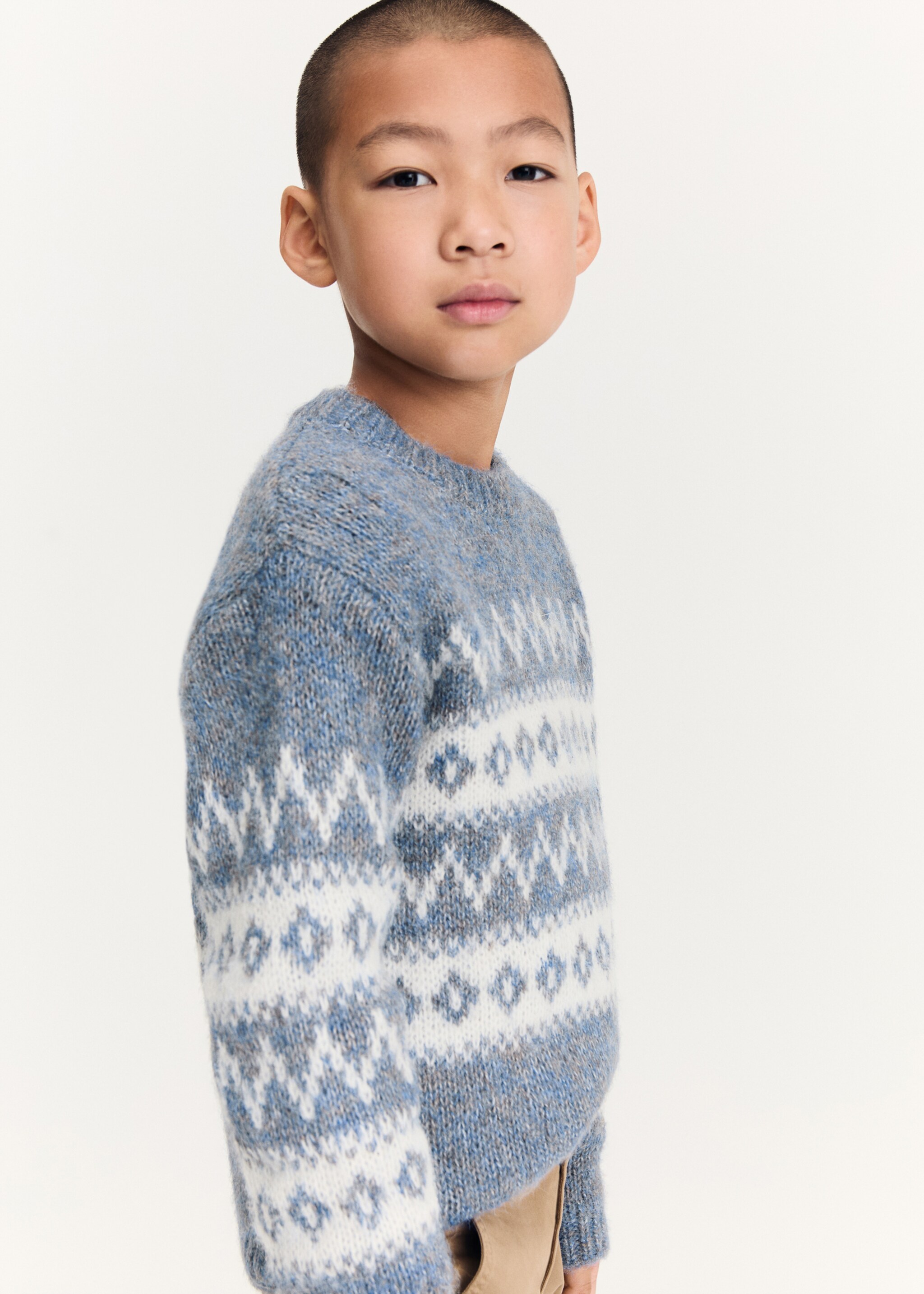 Pull-over jacquard - Plan moyen, Bleu. Ref: 77046339-00.