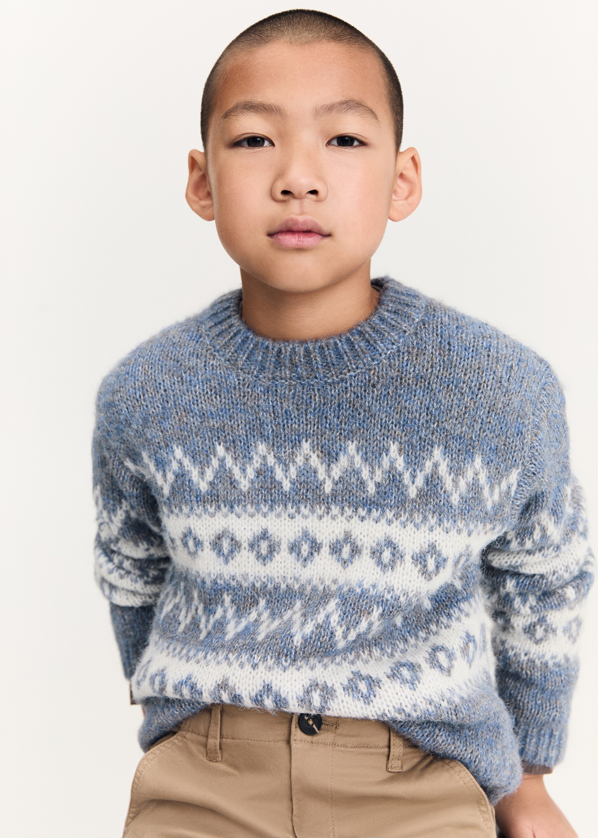 Pull-over jacquard - Détail de l'article 1, Bleu. Ref: 77046339-00.