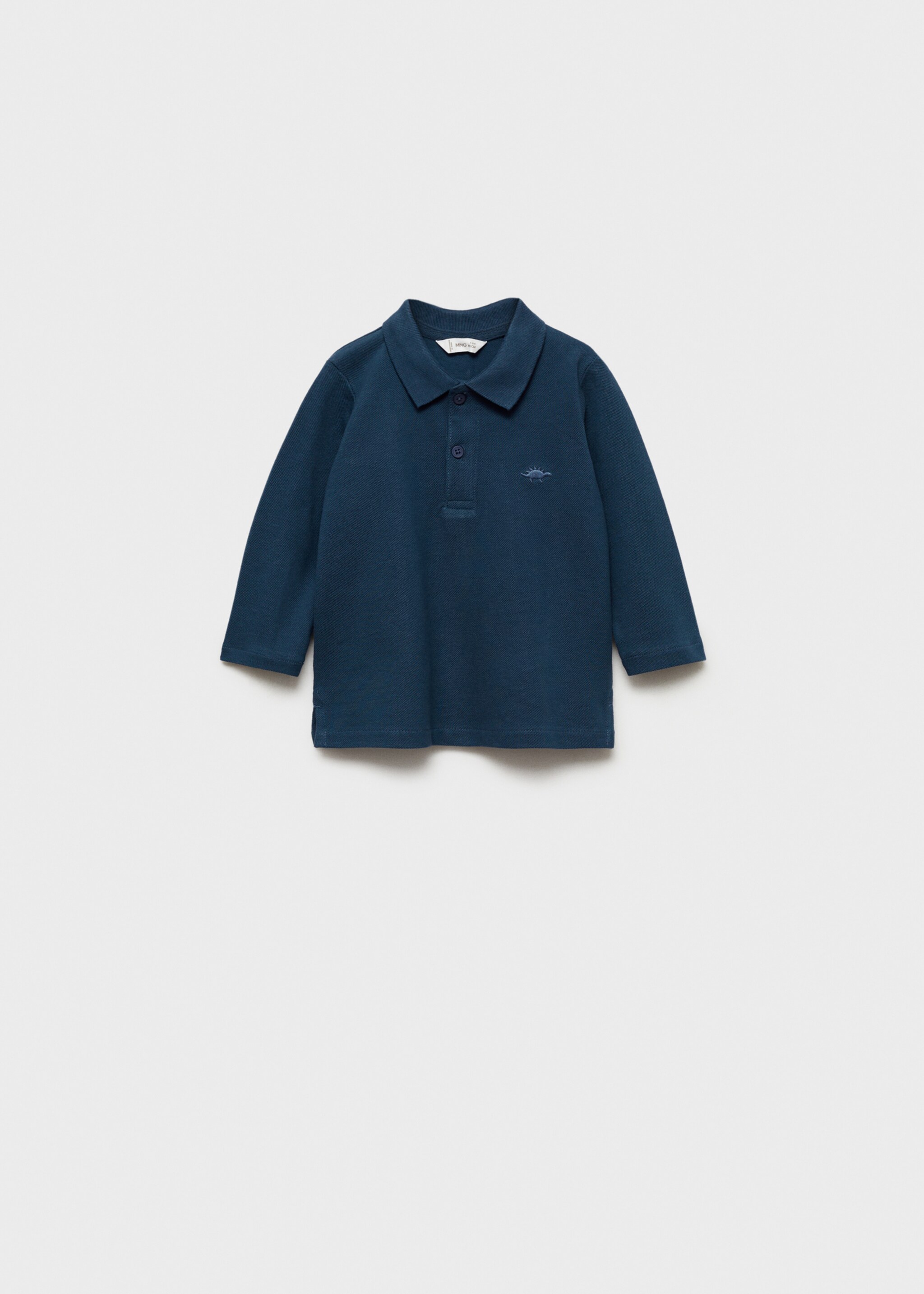 Long sleeves cotton polo - Article without model, Dark Navy. Ref: 77046340-00.