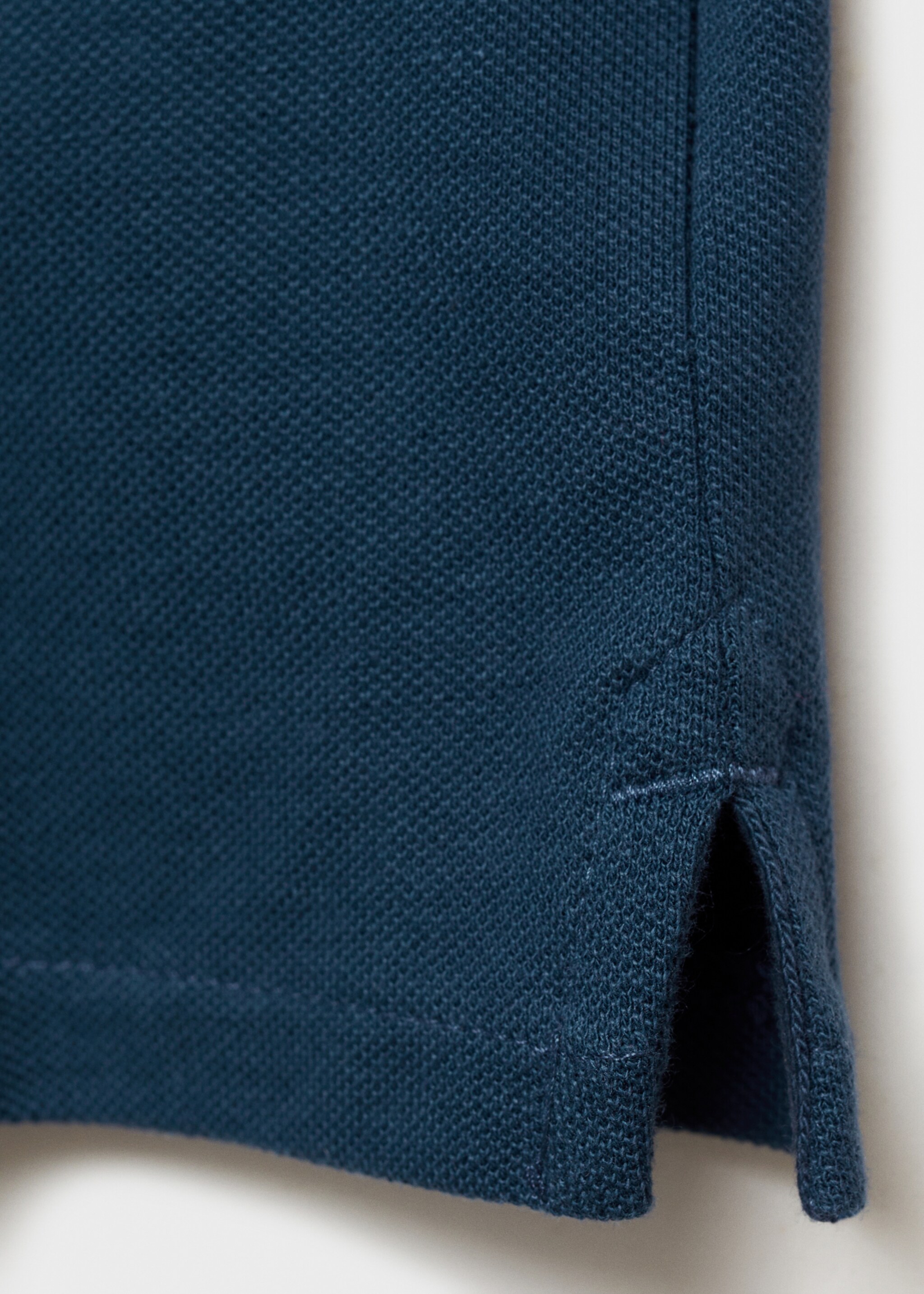 Long sleeves cotton polo - Details of the article 0, Dark Navy. Ref: 77046340-00.