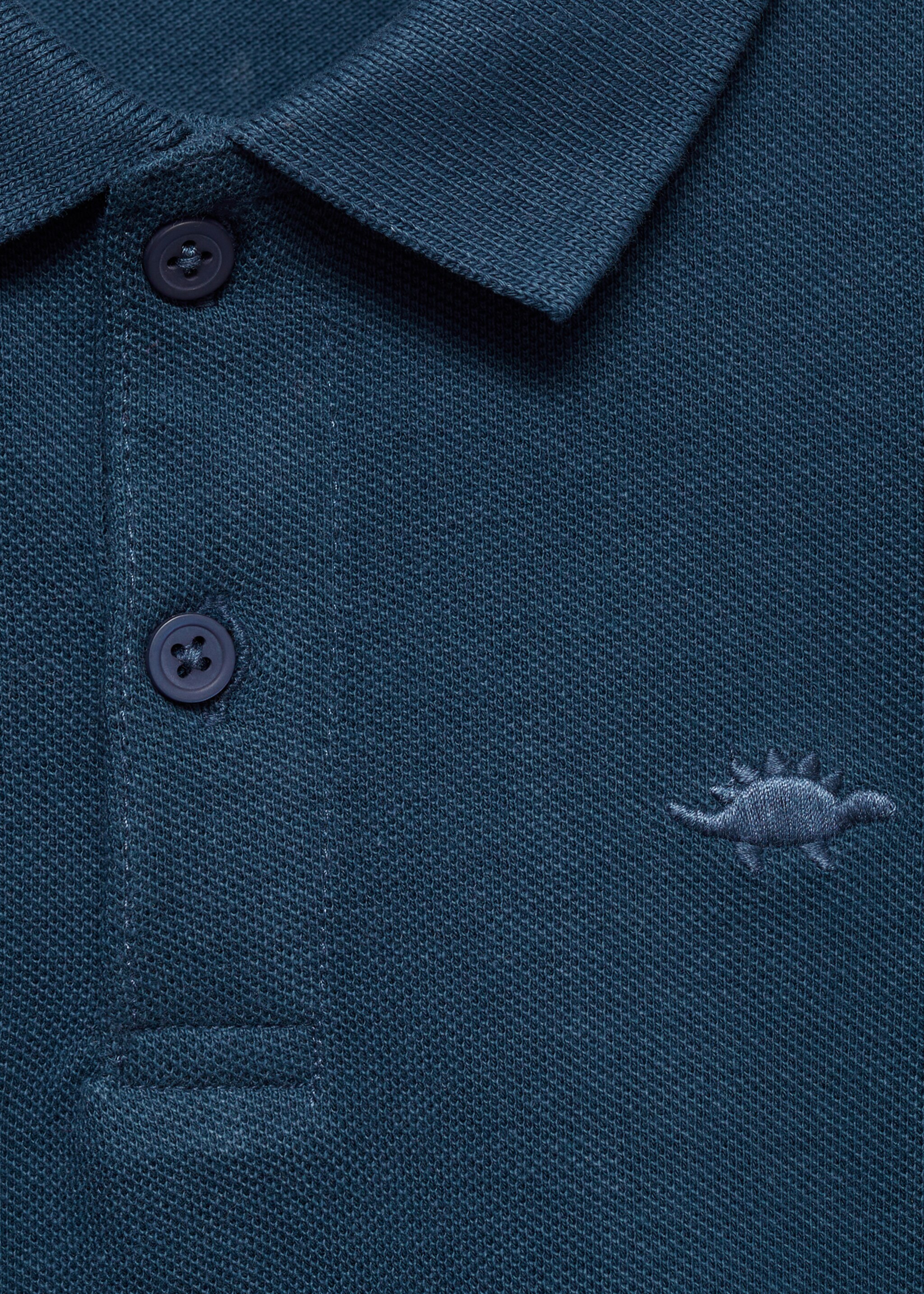 Long sleeves cotton polo - Details of the article 8, Dark Navy. Ref: 77046340-00.
