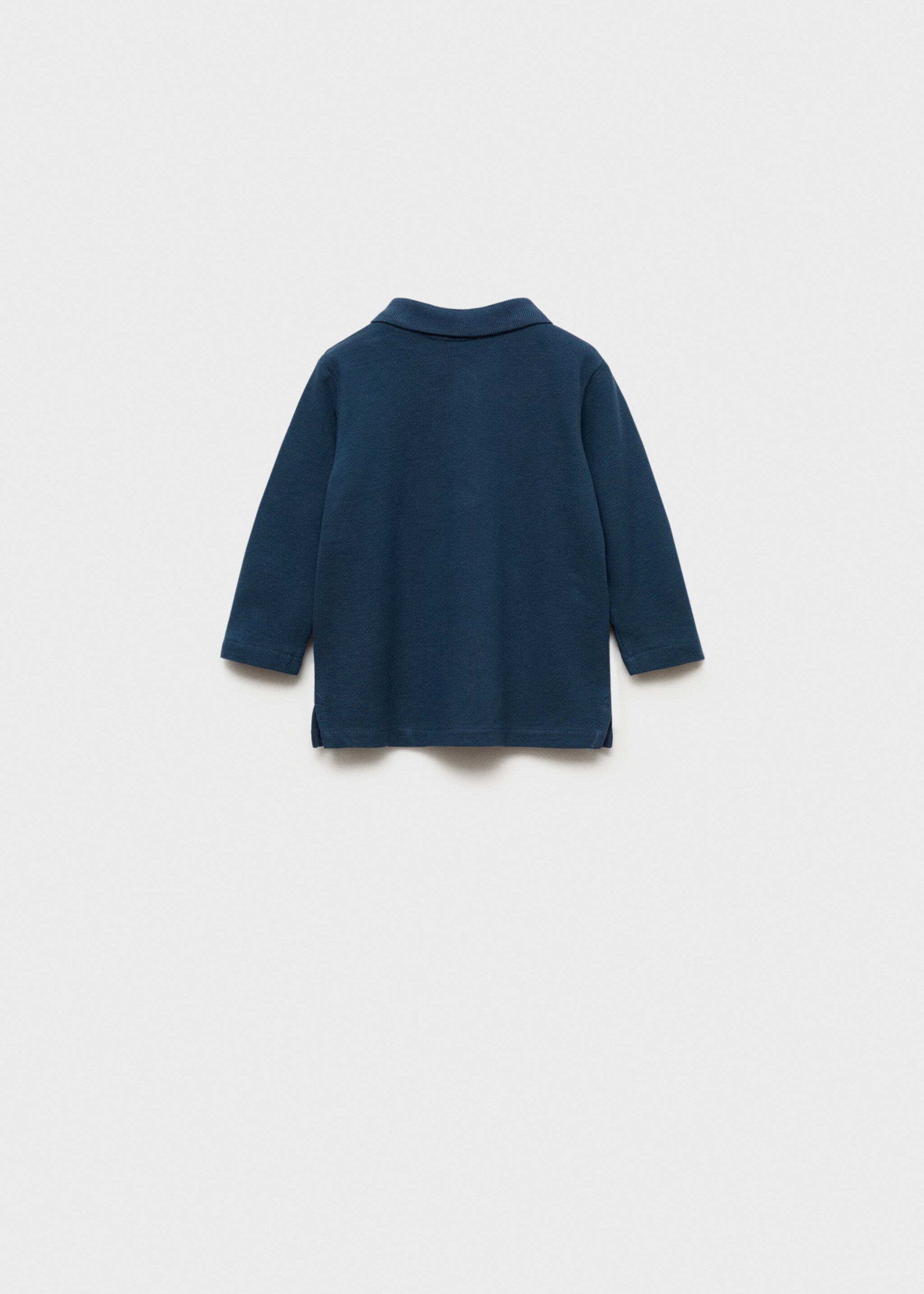 Long sleeves cotton polo - Reverse of the article, Dark Navy. Ref: 77046340-00.