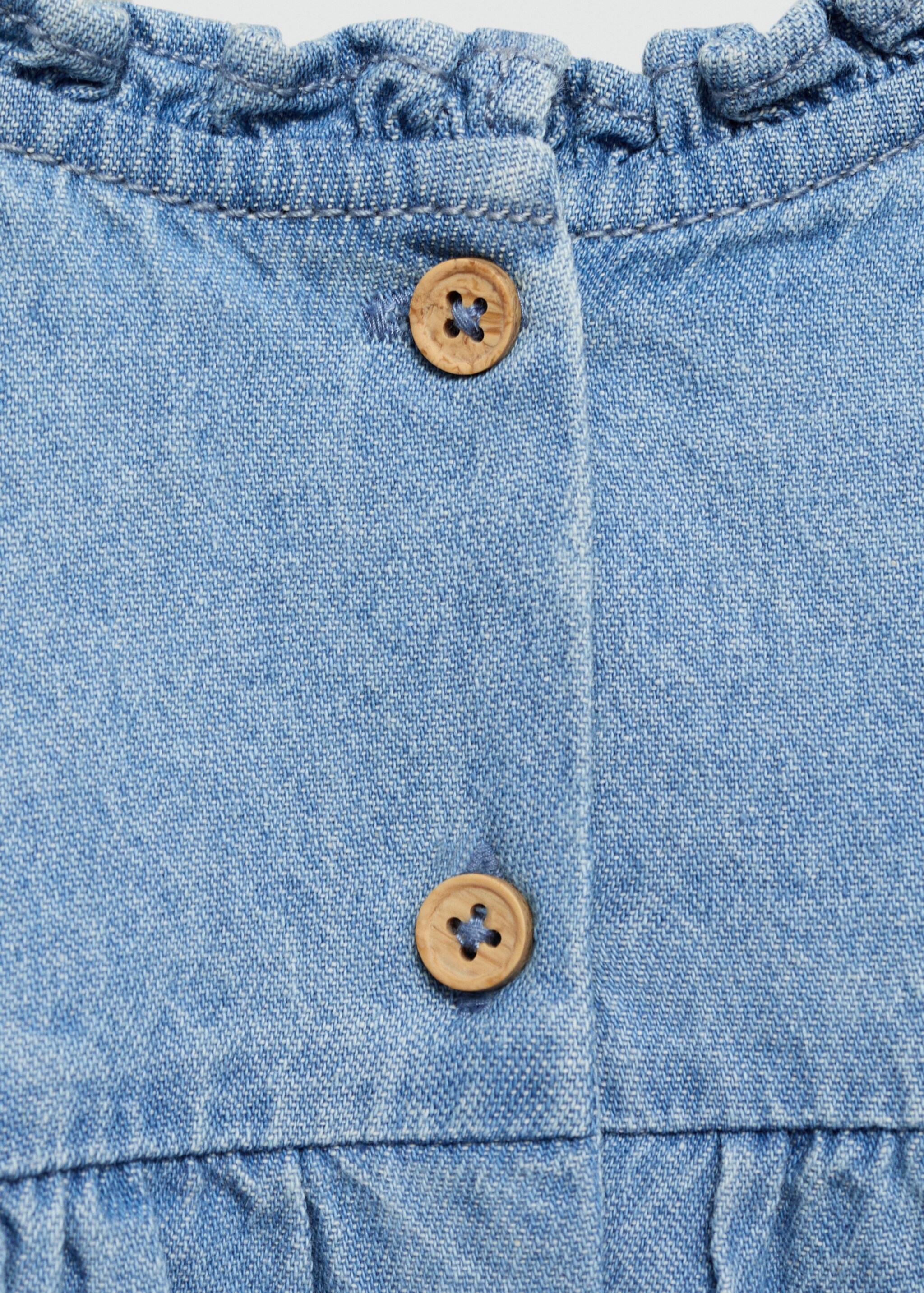 Blusa denim volante - Detalle del artículo 0, Azul medio. Ref: 77046342-00.