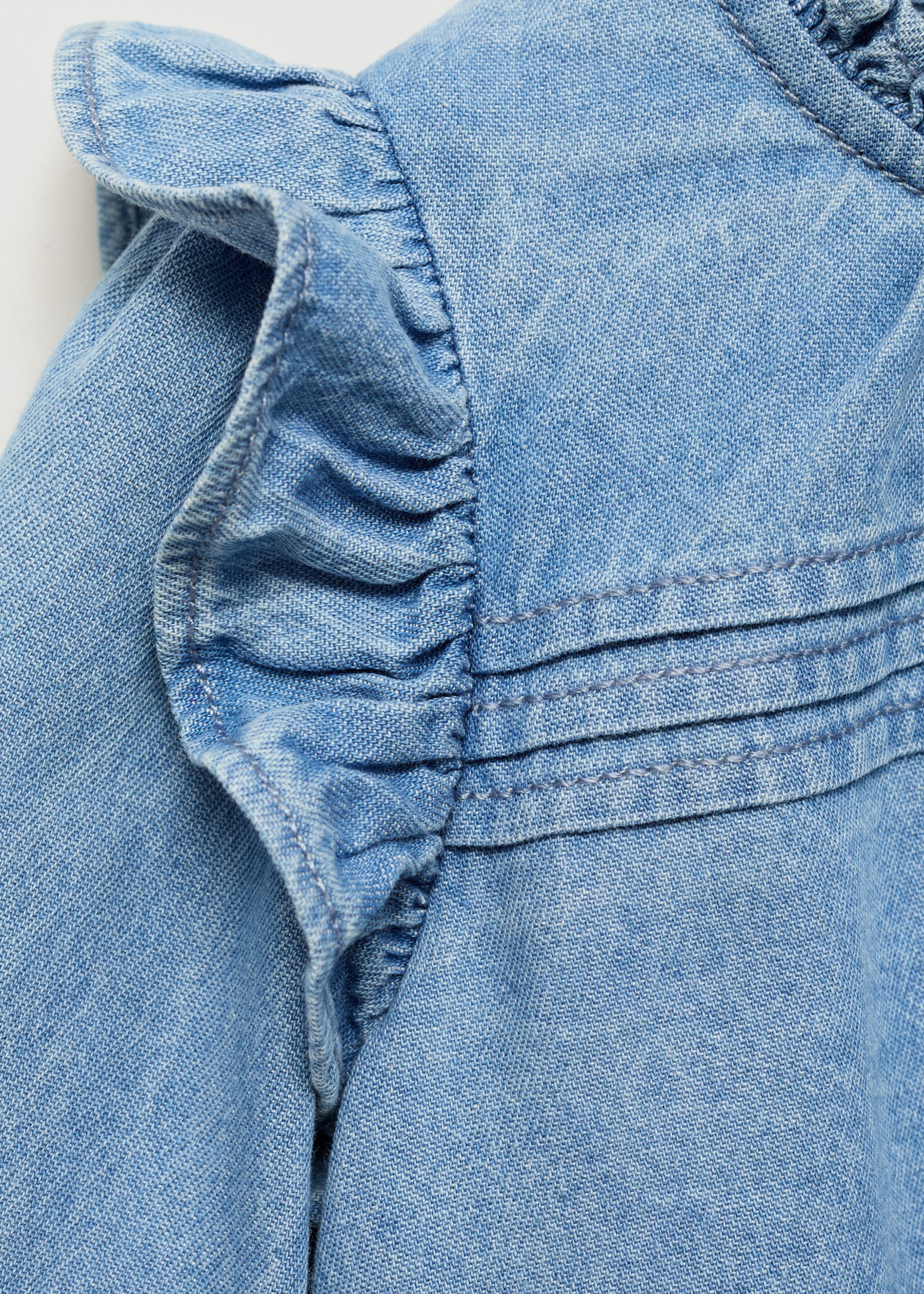Blusa denim volante - Detalle del artículo 8, Azul medio. Ref: 77046342-00.