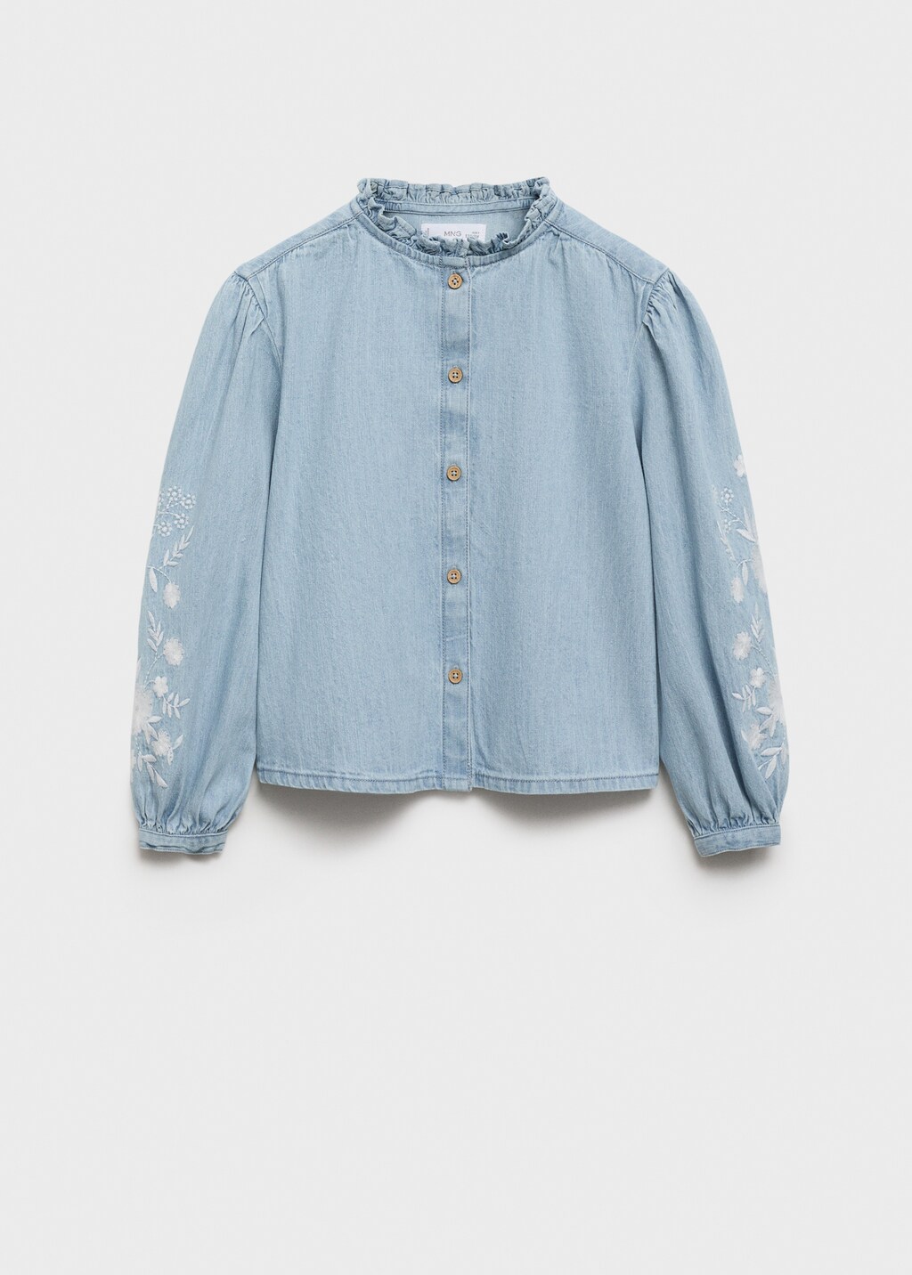 Embroidered denim blouse - Girls | MANGO OUTLET USA