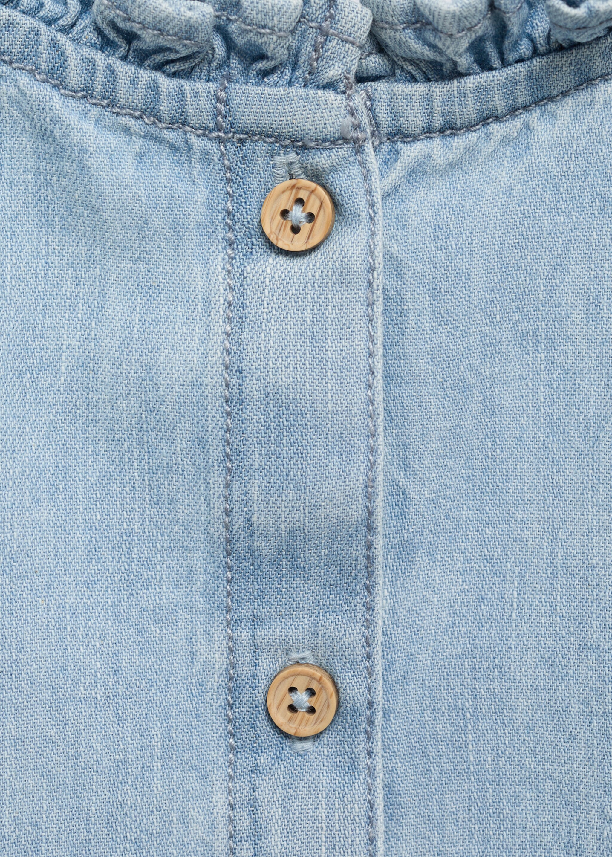 Geborduurde denim blouse - Detail van het artikel 0, Middenblauw. Ref: 77046345-00.
