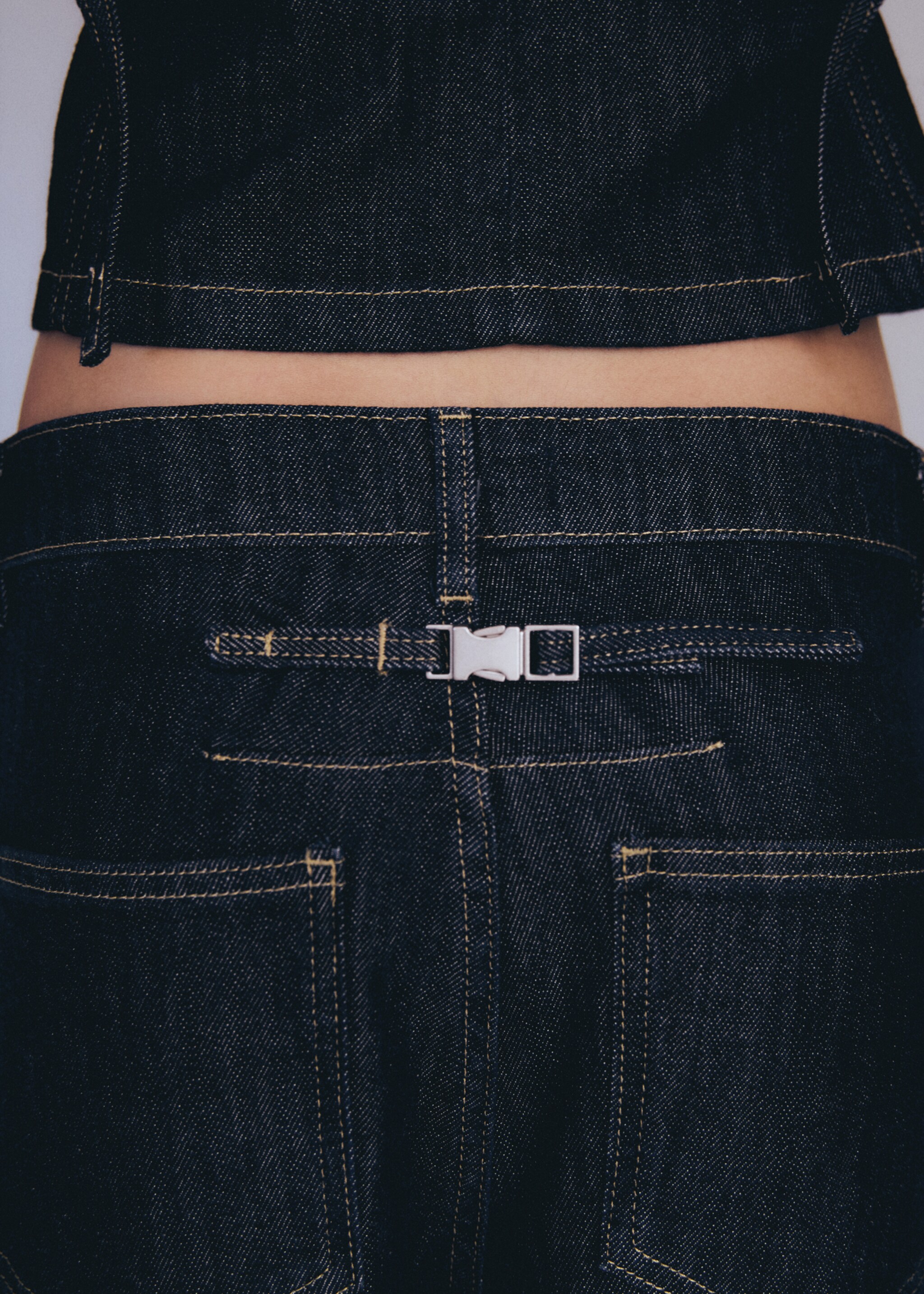 Jeans wideleg tiro bajo - Detalle del artículo 6, Azul marino oscuro. Ref: 77046349-00.