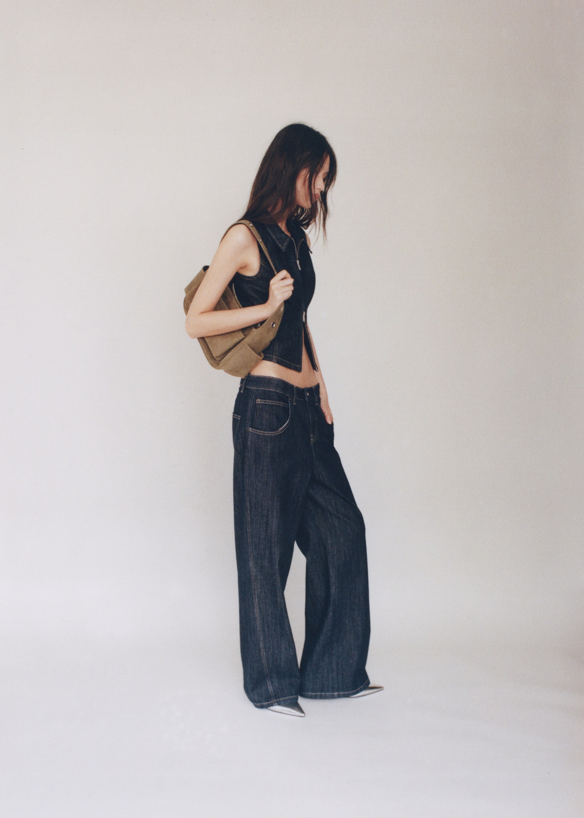 Jeans wideleg tiro bajo - Detalle del artículo 7, Azul marino oscuro. Ref: 77046349-00.