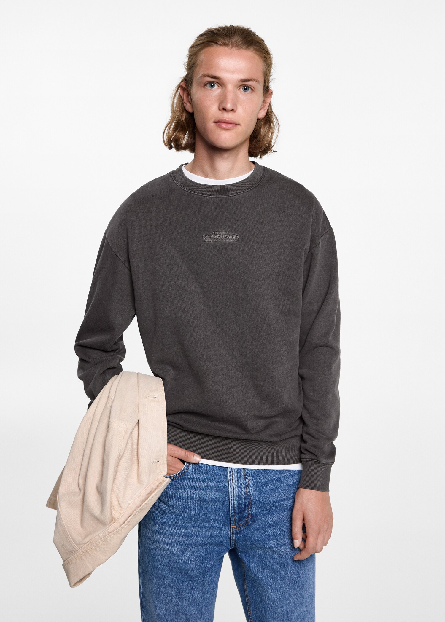Embroidered detail cotton sweatshirt - Medium plane