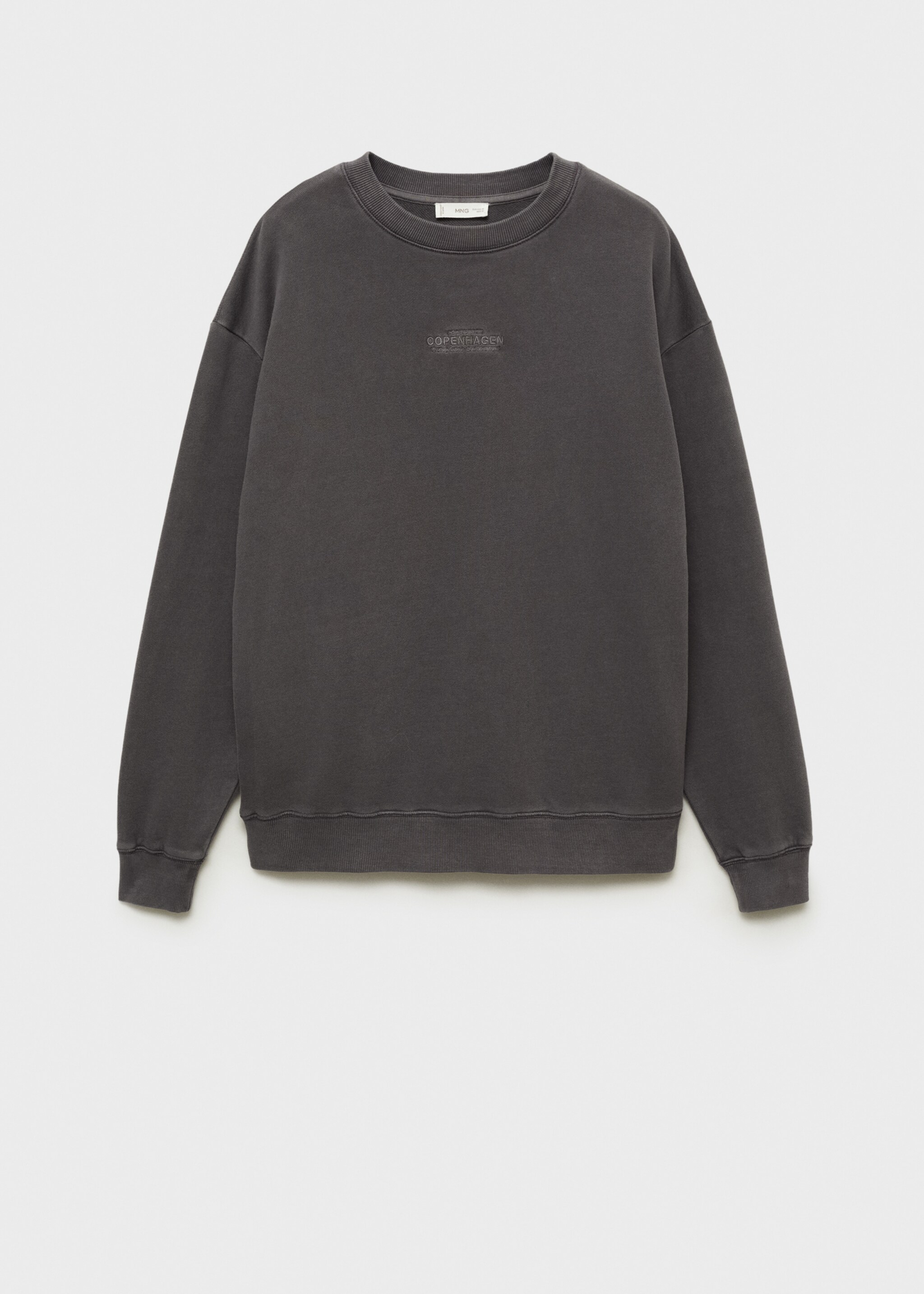 Embroidered detail cotton sweatshirt - Article without model, Charcoal. Ref: 77046350-00.