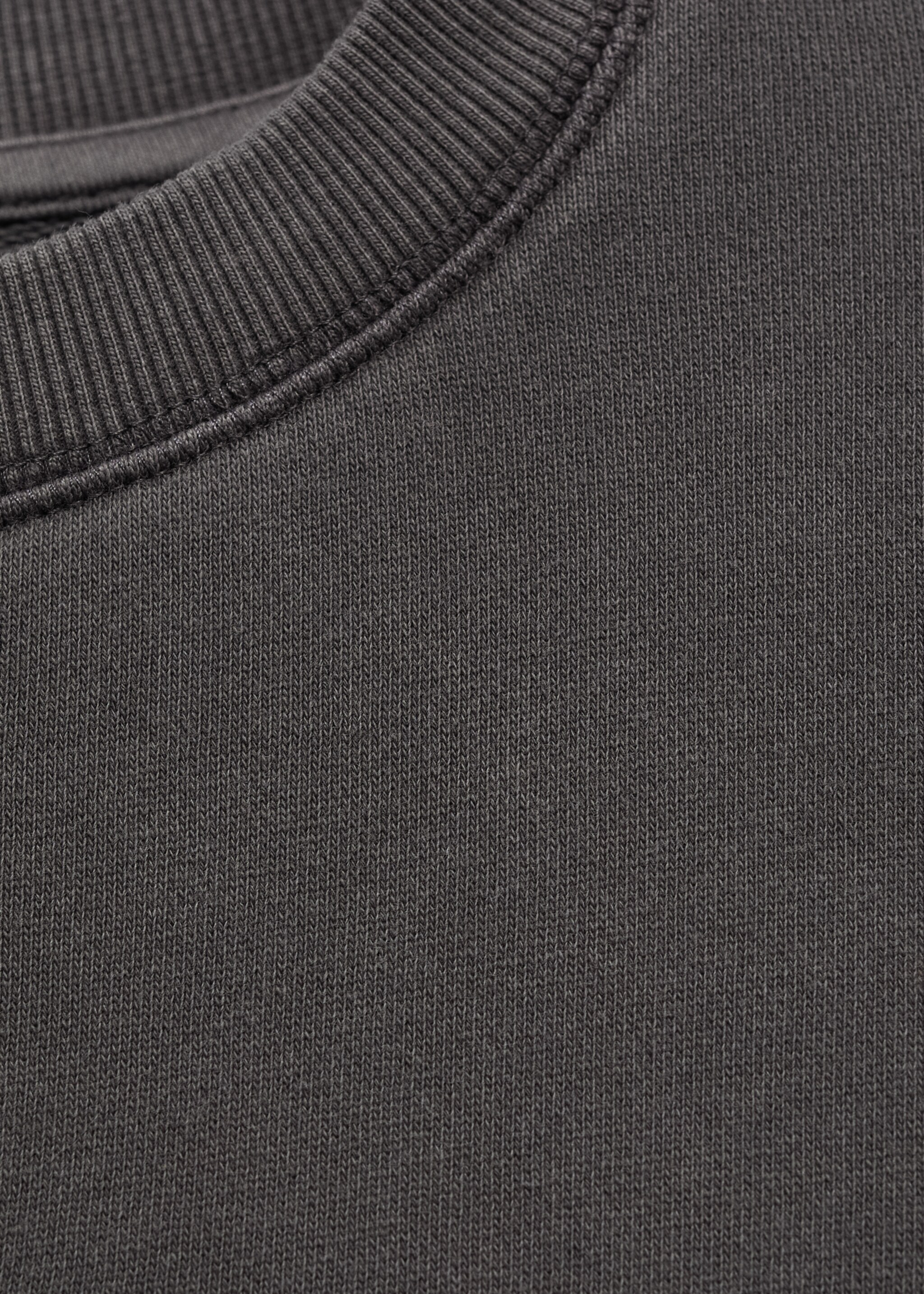 Embroidered detail cotton sweatshirt - Details of the article 0, Charcoal. Ref: 77046350-00.