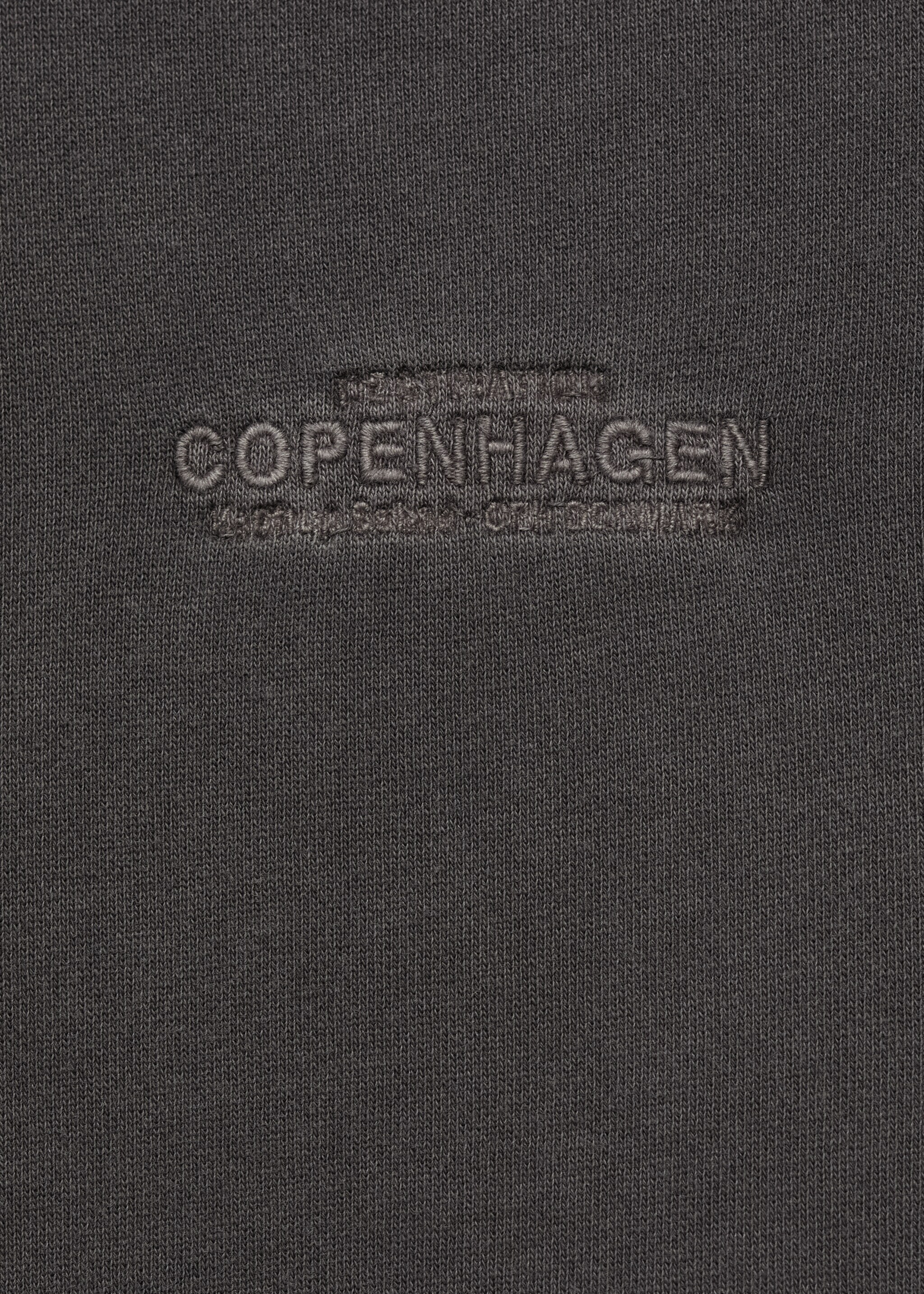 Embroidered detail cotton sweatshirt - Details of the article 8, Charcoal. Ref: 77046350-00.
