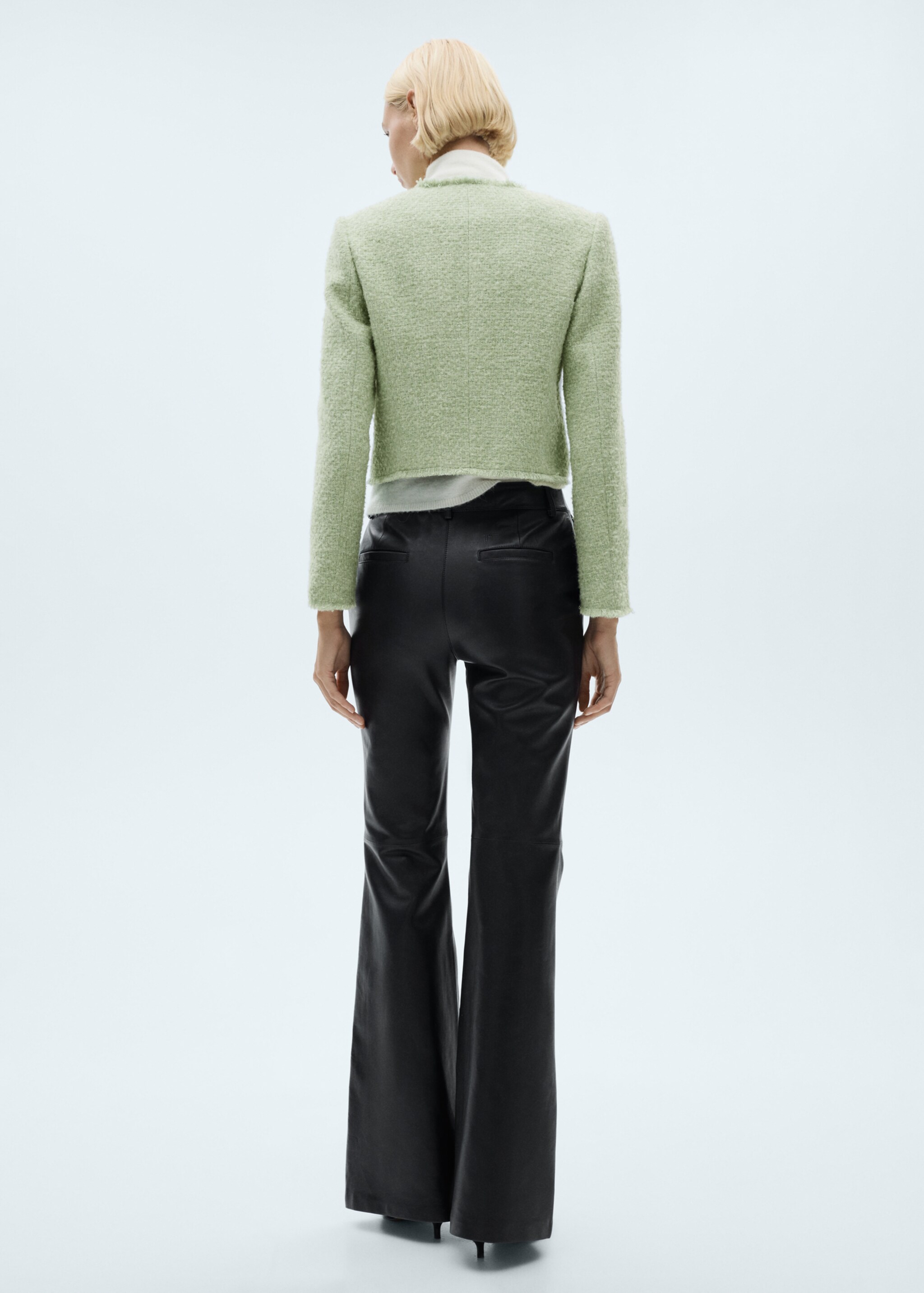 Tweed jacket with zip - Reverse of the article, Pastel Green. Ref: 77046358-00.