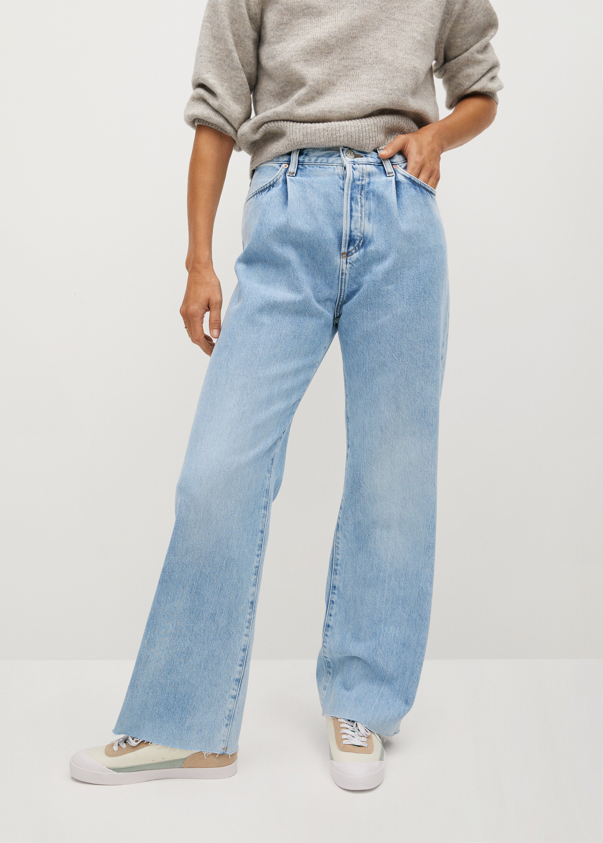 Jeans tiro alto Wideleg pinzas - Plano medio